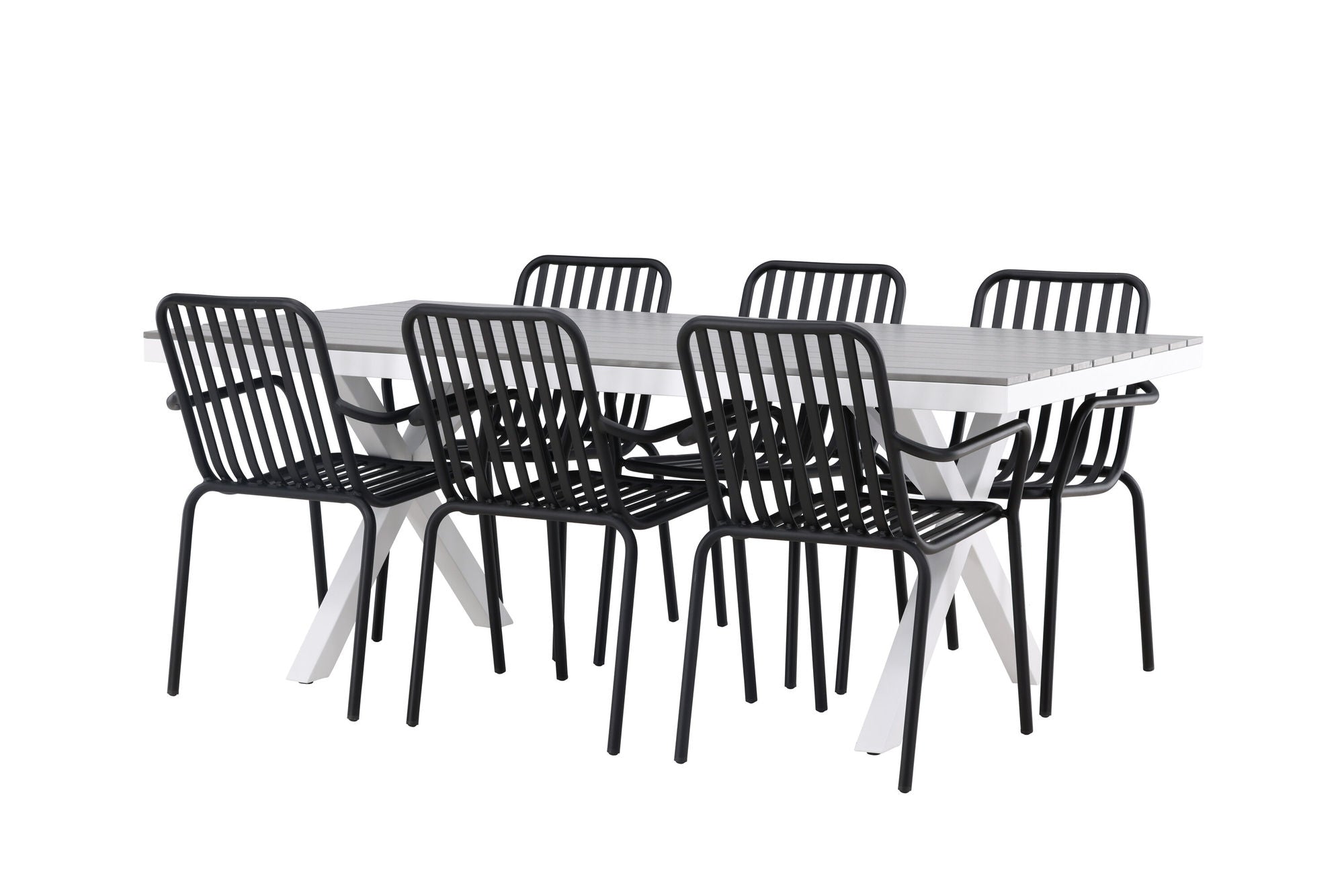 Venture Home Garcia Diningbord Alumnium - White / Light Grey Aintwood / Rectangular 100*200* +Peking Diningchair Aluminium - Black / _6