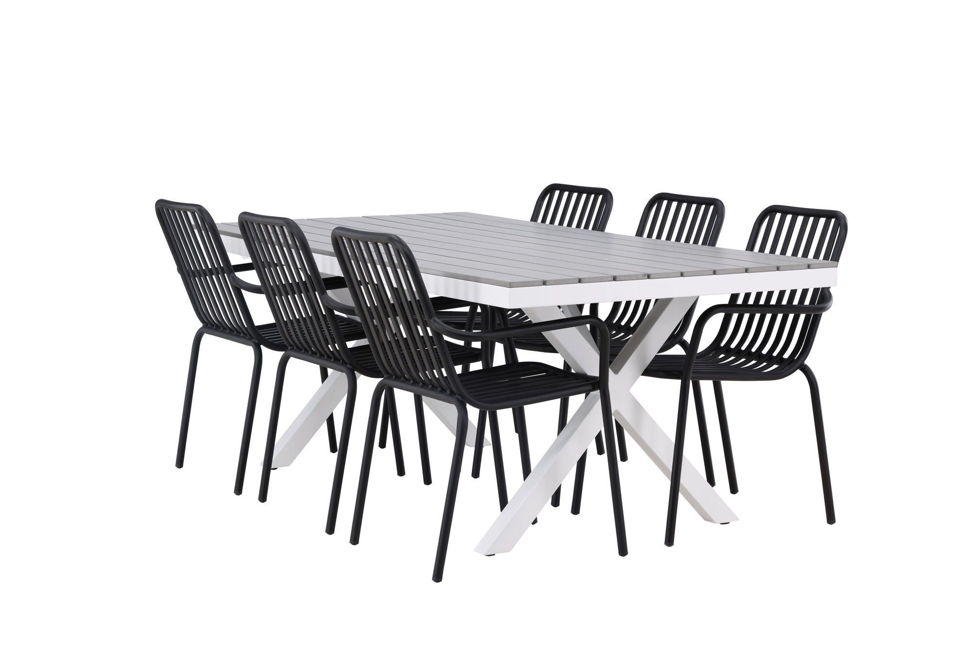 Venture Home Garcia Diningbord Alumnium - White / Light Grey Aintwood / Rectangular 100*200* +Peking Diningchair Aluminium - Black / _6
