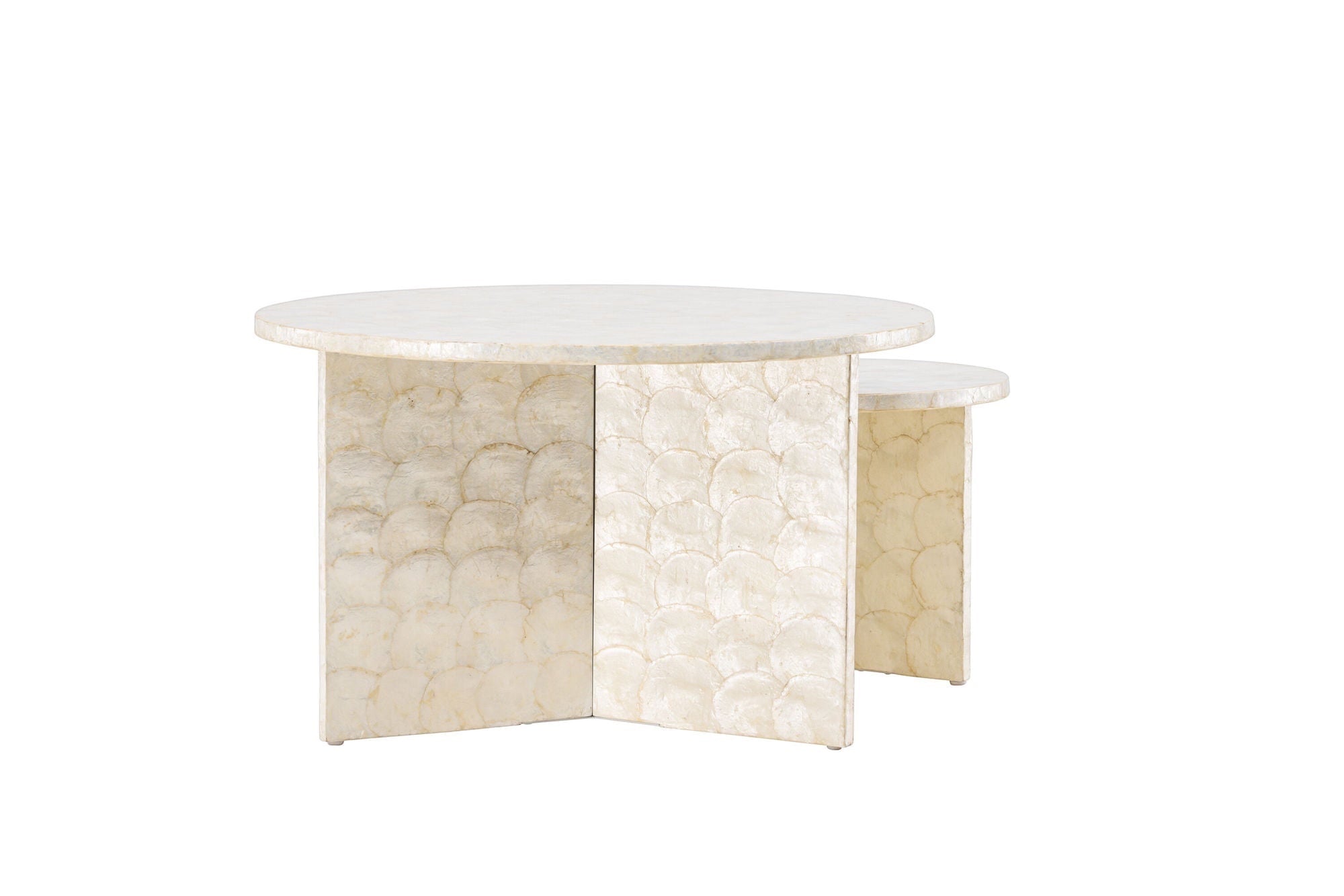 Vind Smögen Sofa bord ⌀70 + Smögen Sofa bord ⌀40 - Capiz / Natural