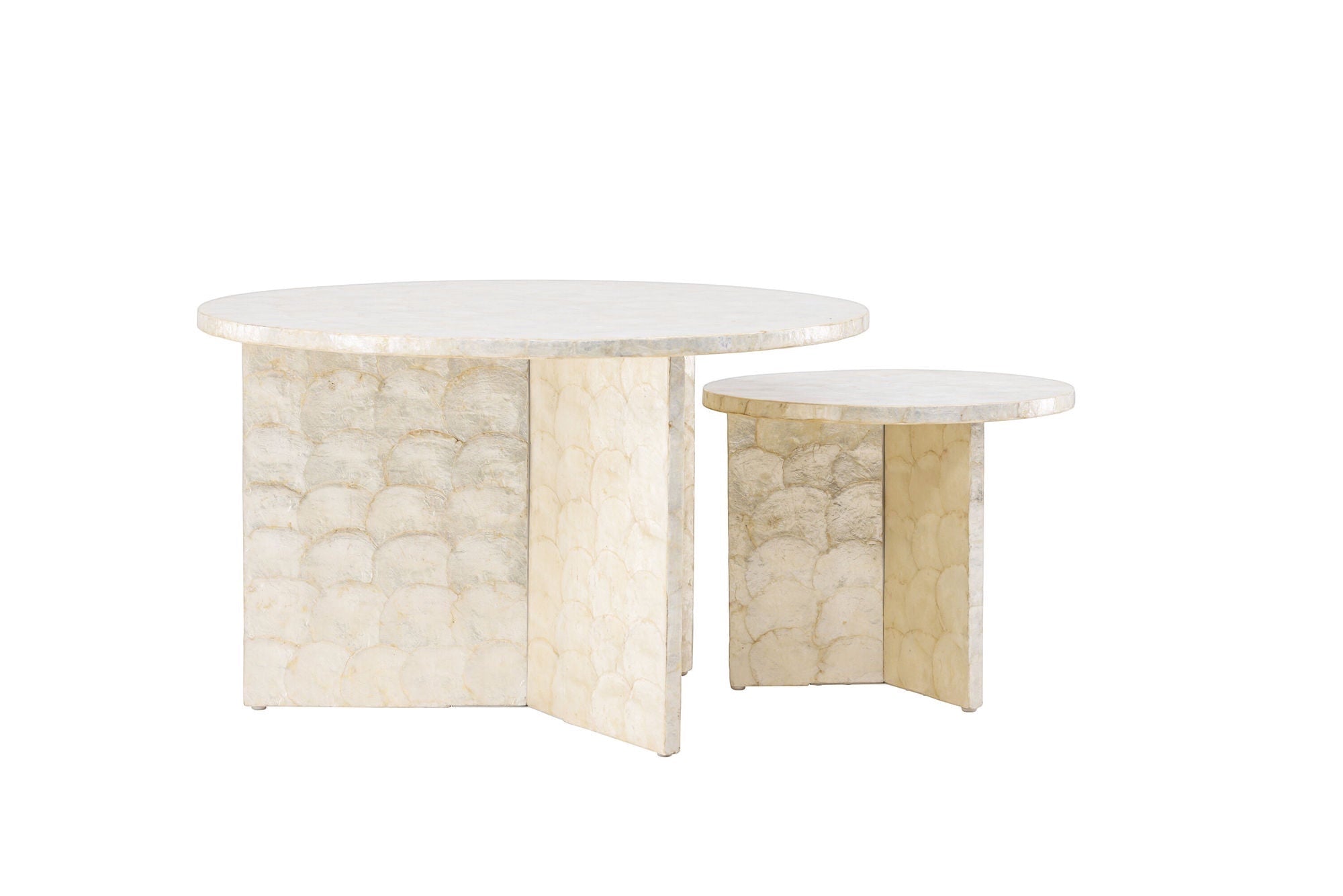 Vind Smögen Sofa bord ⌀70 + Smögen Sofa bord ⌀40 - Capiz / Natural