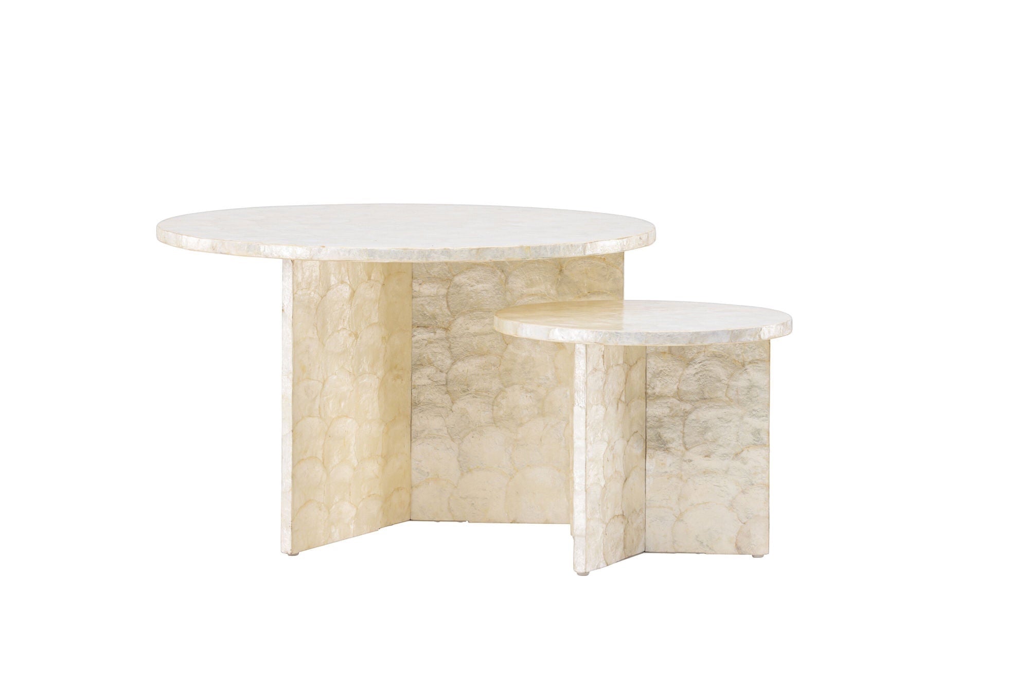 Vind Smögen Sofa bord ⌀70 + Smögen Sofa bord ⌀40 - Capiz / Natural