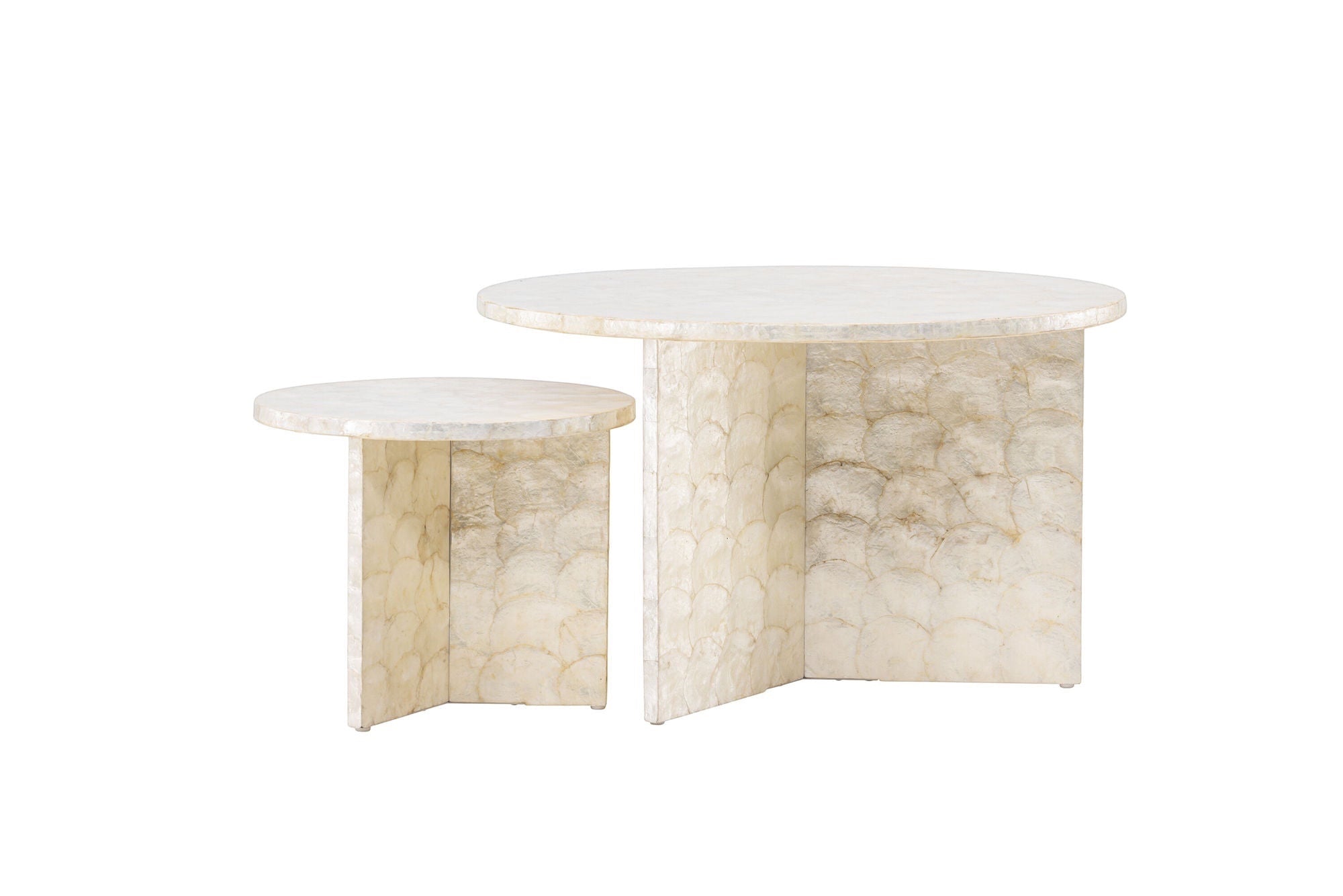 Vind Smögen Sofa bord ⌀70 + Smögen Sofa bord ⌀40 - Capiz / Natural