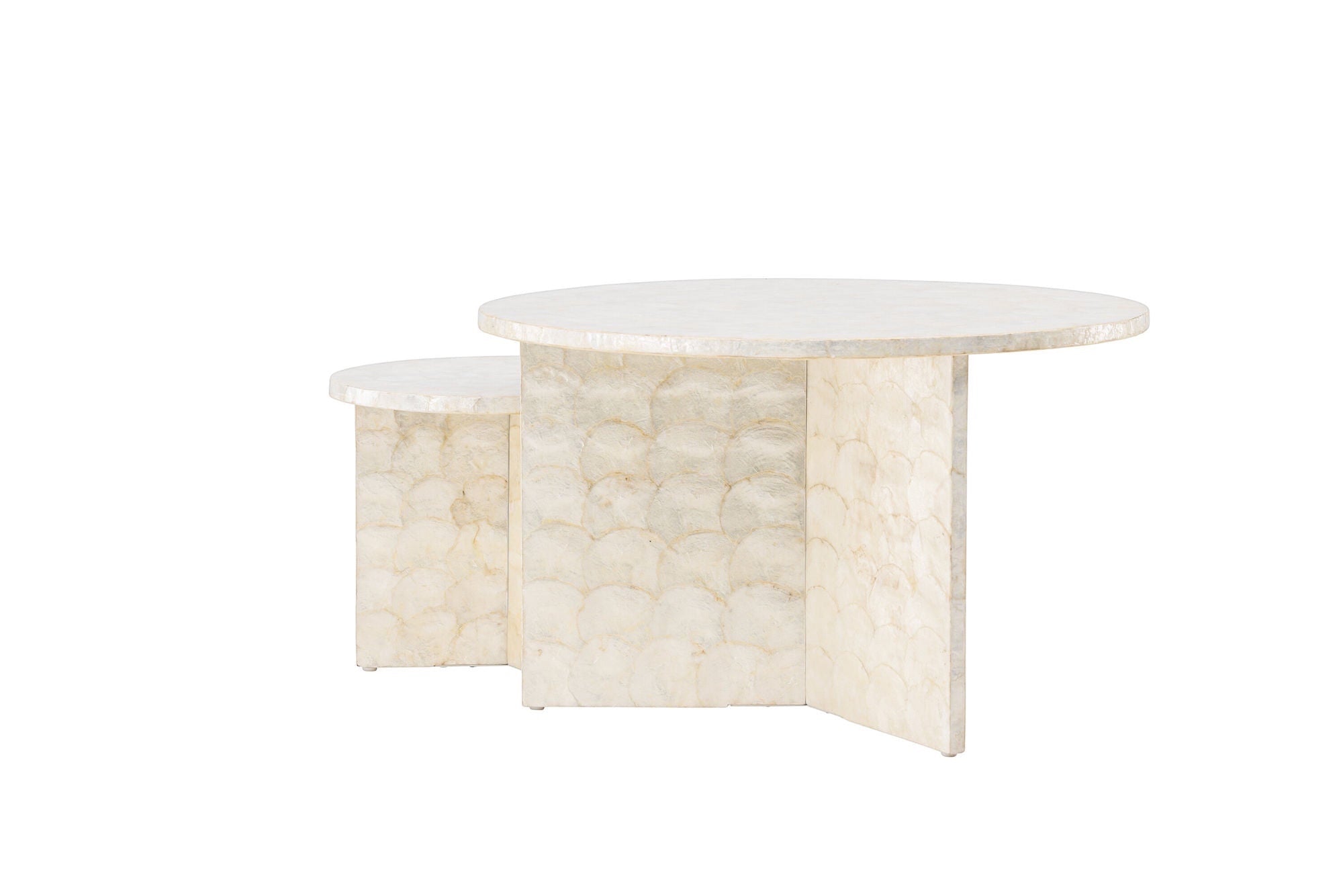 Vind Smögen Sofa bord ⌀70 + Smögen Sofa bord ⌀40 - Capiz / Natural
