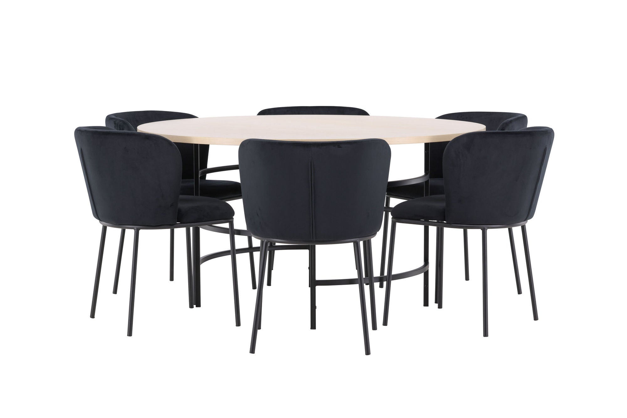 Venture Home Copenhagen bord - Whitewash/Black with 6 Edina stol - Black