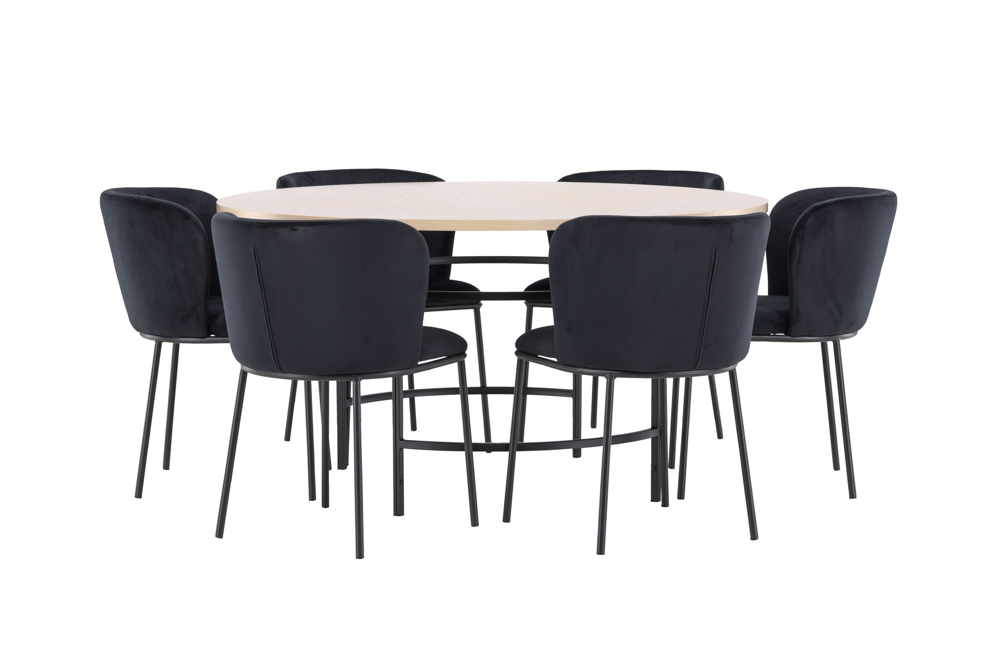 Venture Home Copenhagen bord - Whitewash/Black with 6 Edina stol - Black