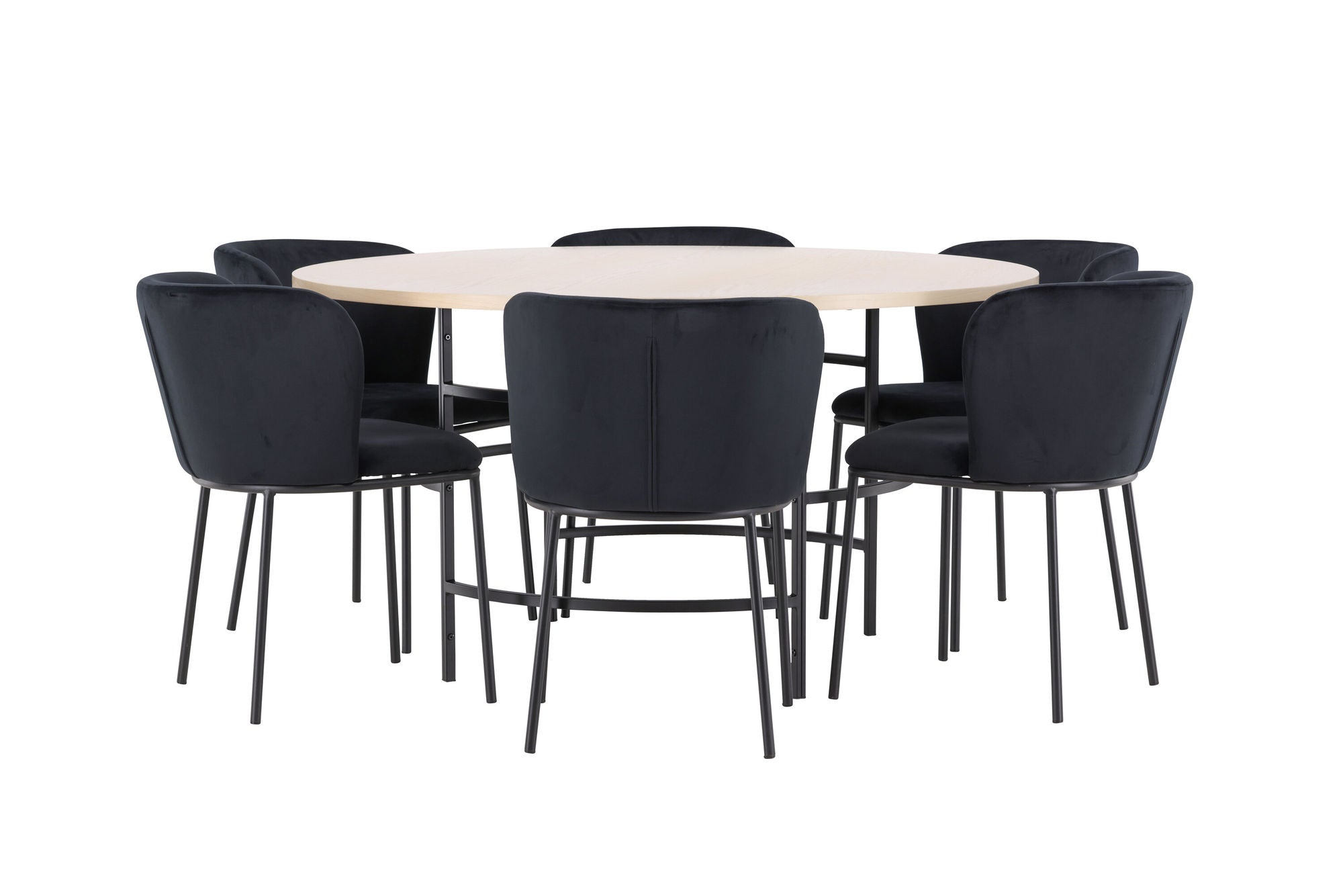 Venture Home Copenhagen bord - Whitewash/Black with 6 Edina stol - Black