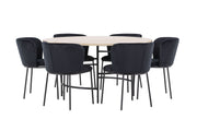 Venture Home Copenhagen bord - Whitewash/Black with 6 Edina stol - Black