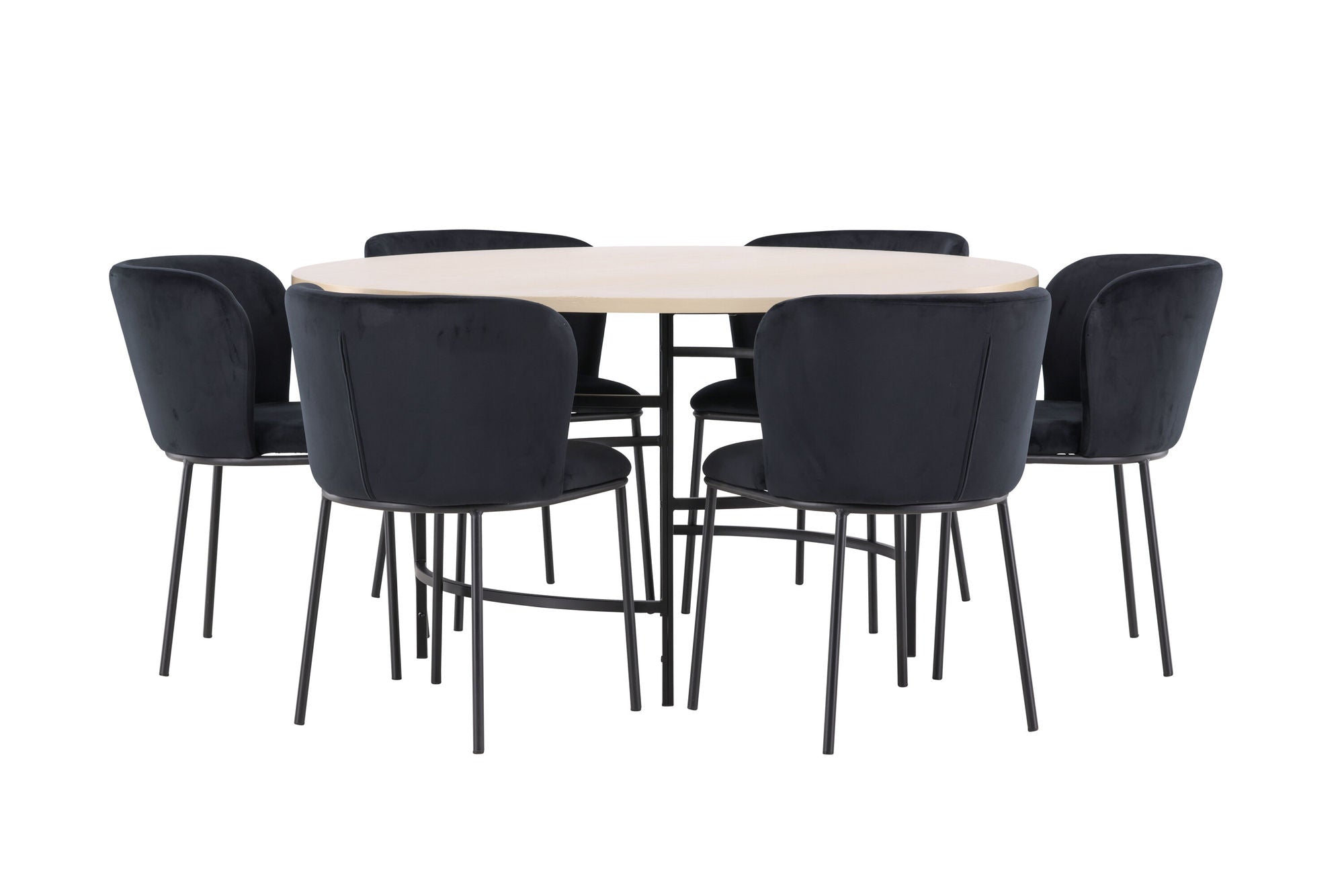 Venture Home Copenhagen bord - Whitewash/Black with 6 Edina stol - Black