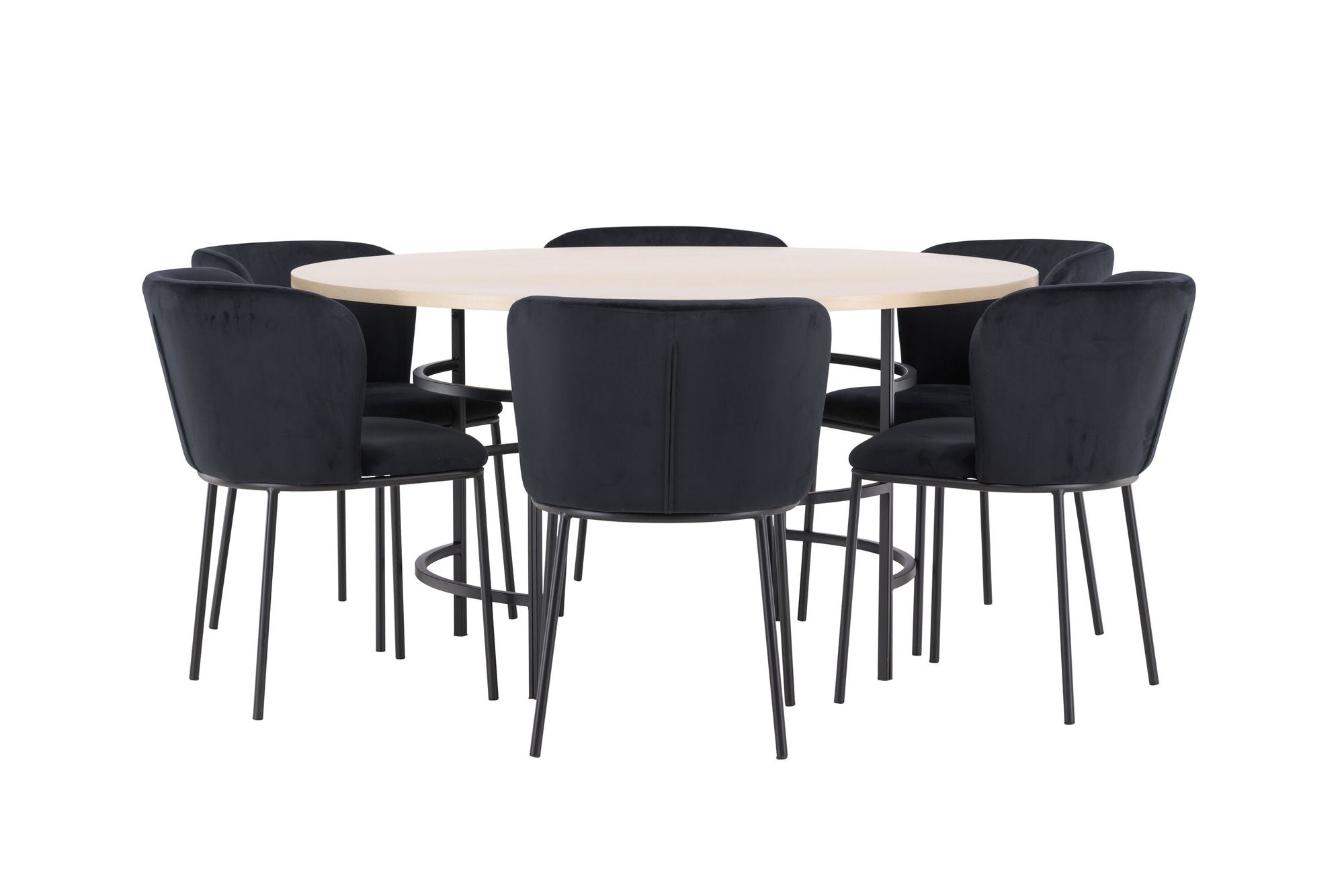 Venture Home Copenhagen bord - Whitewash/Black with 6 Edina stol - Black