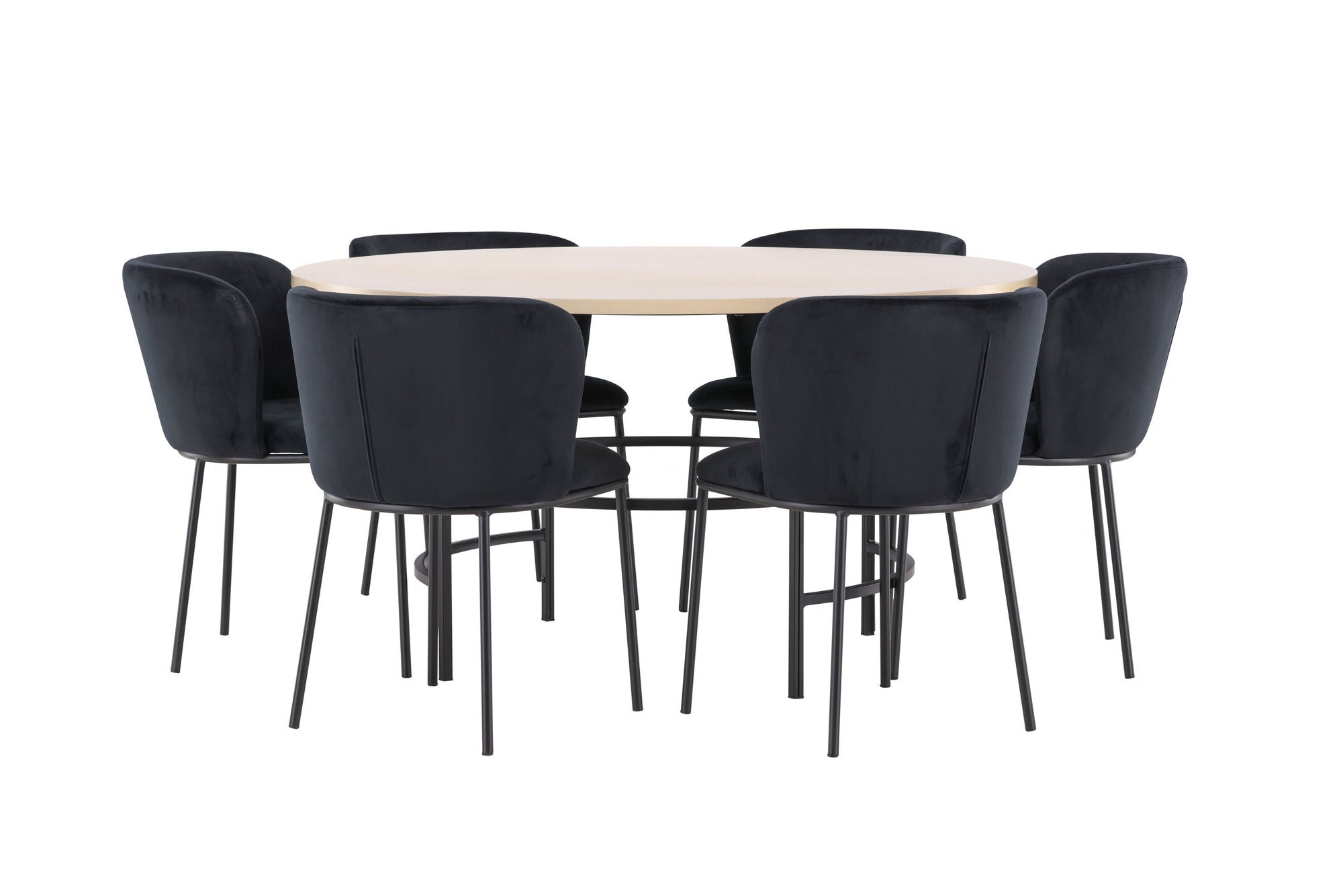 Venture Home Copenhagen bord - Whitewash/Black with 6 Edina stol - Black