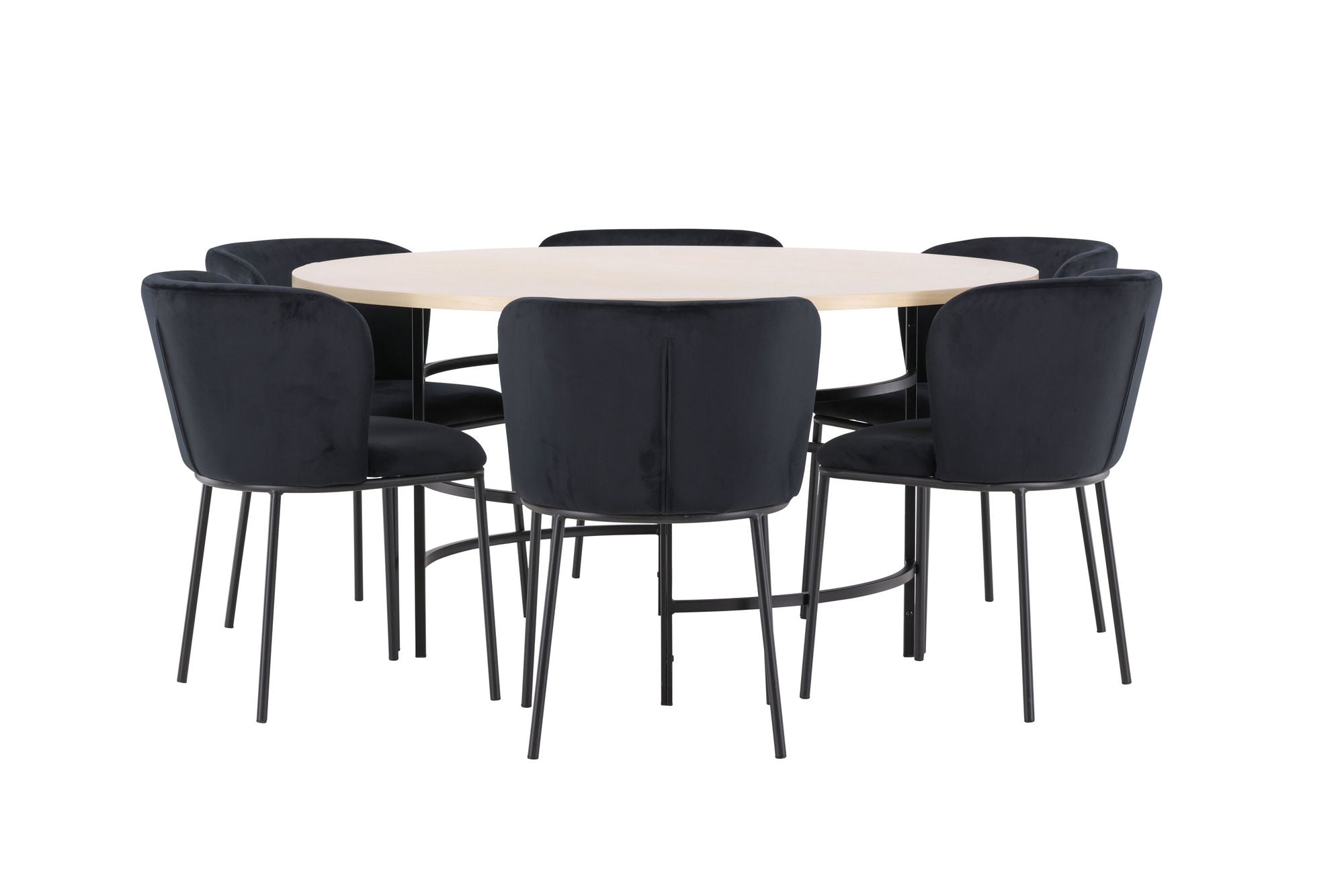 Venture Home Copenhagen bord - Whitewash/Black with 6 Edina stol - Black