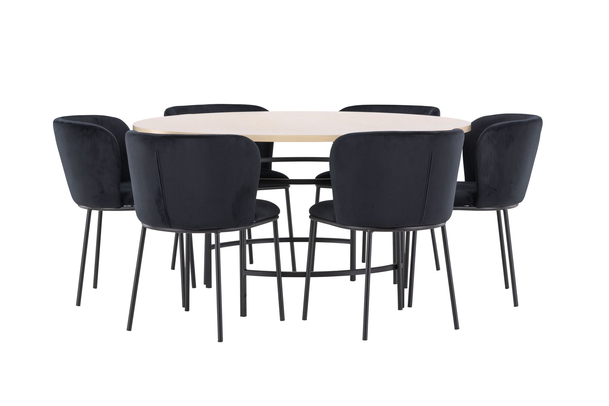 Venture Home Copenhagen bord - Whitewash/Black with 6 Edina stol - Black