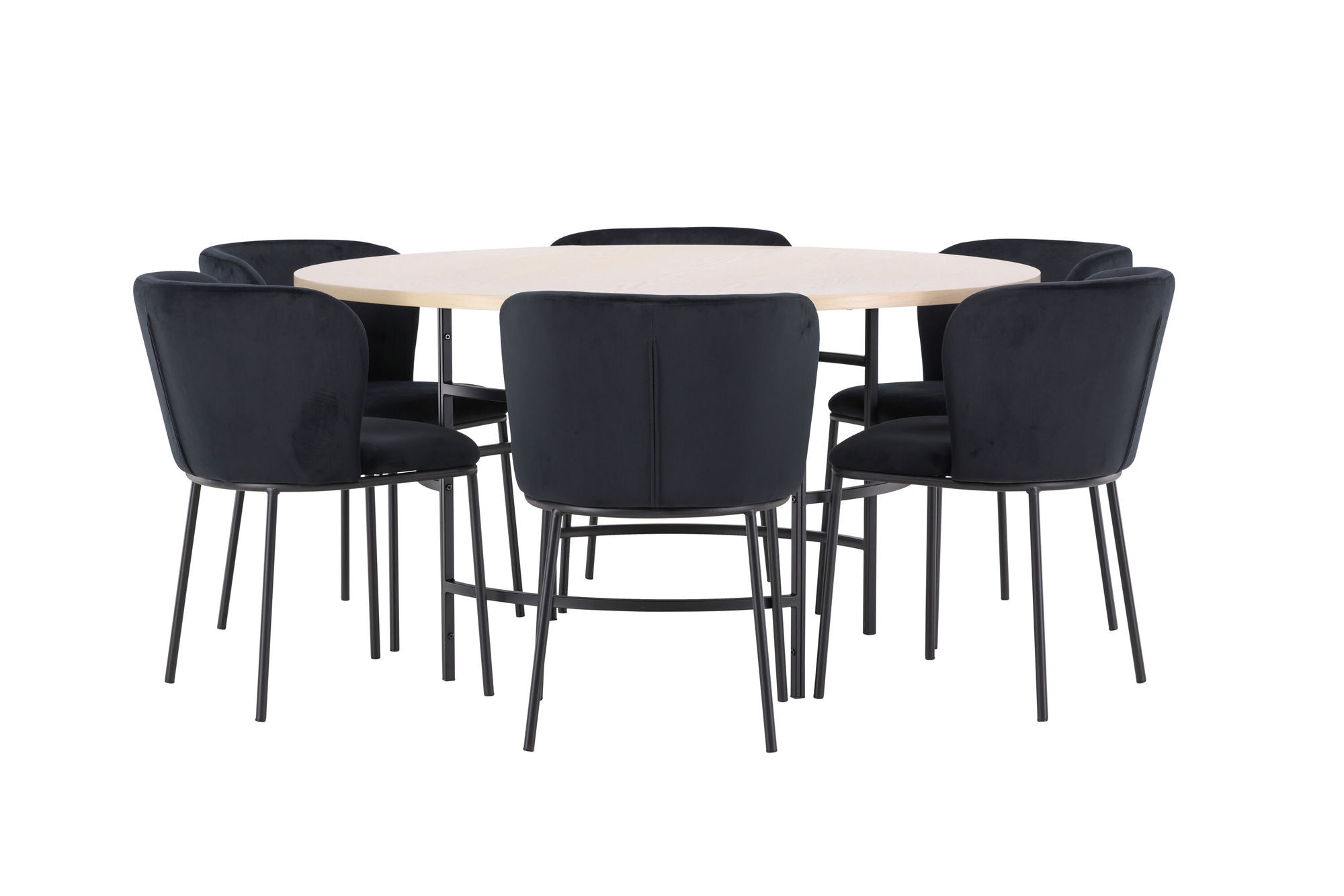 Venture Home Copenhagen bord - Whitewash/Black with 6 Edina stol - Black