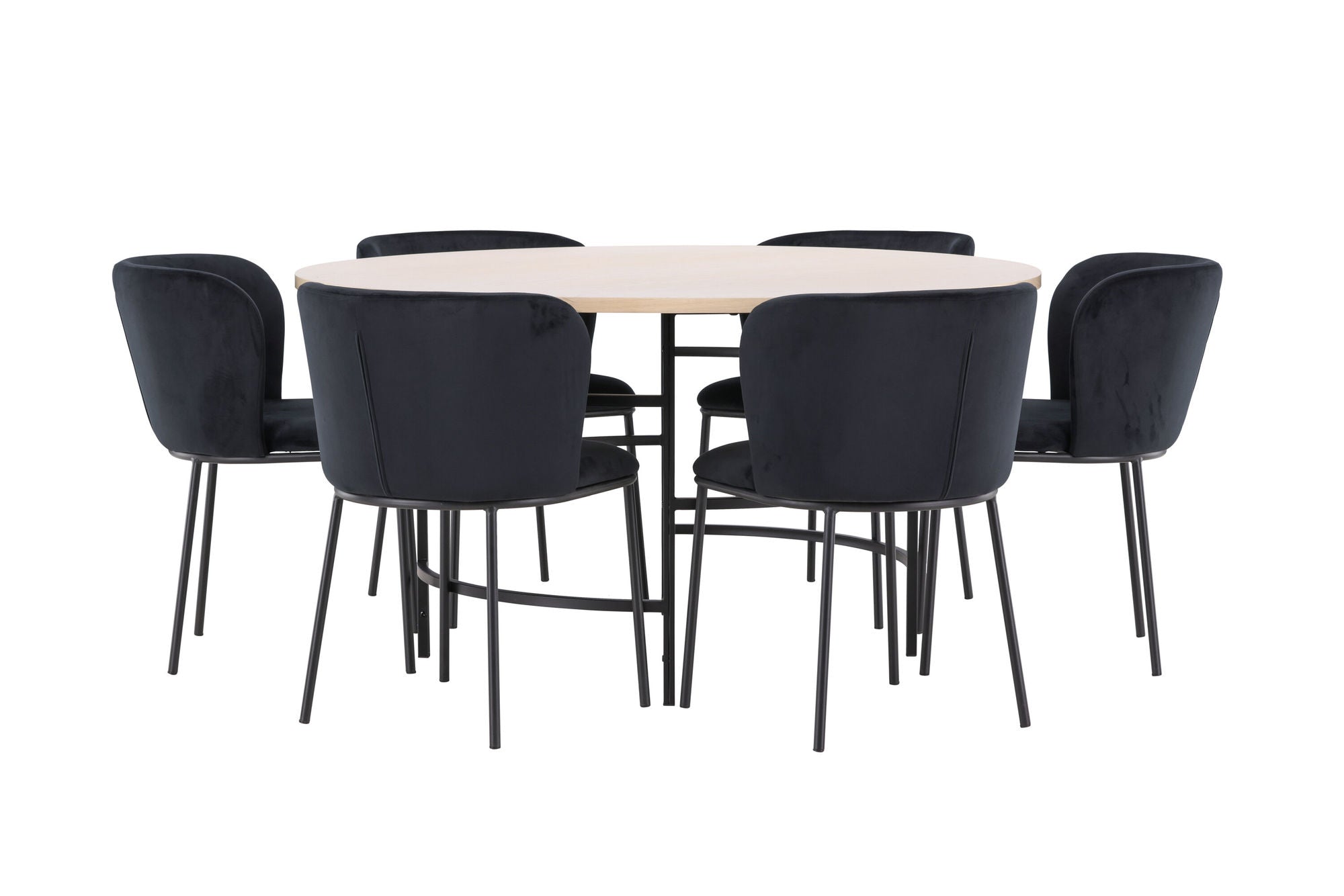 Venture Home Copenhagen bord - Whitewash/Black with 6 Edina stol - Black