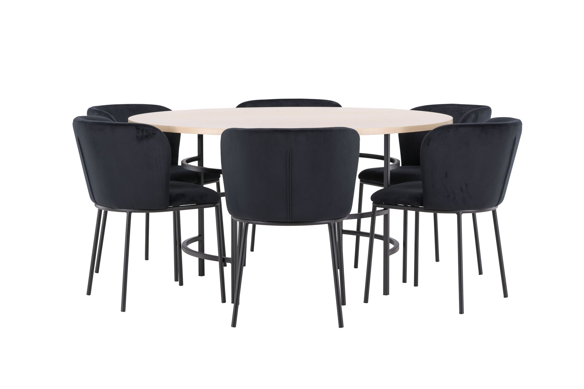 Venture Home Copenhagen bord - Whitewash/Black with 6 Edina stol - Black