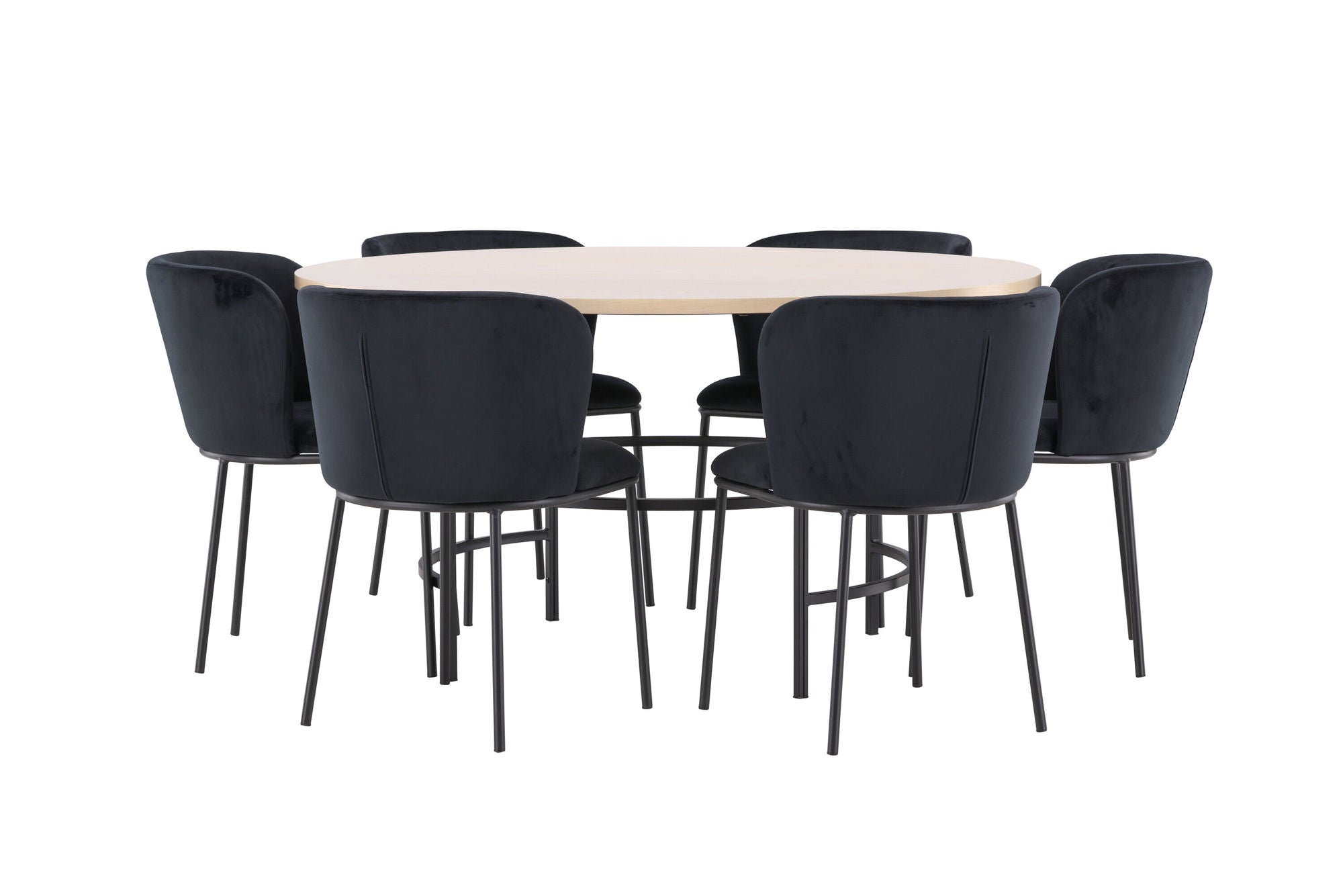 Venture Home Copenhagen bord - Whitewash/Black with 6 Edina stol - Black