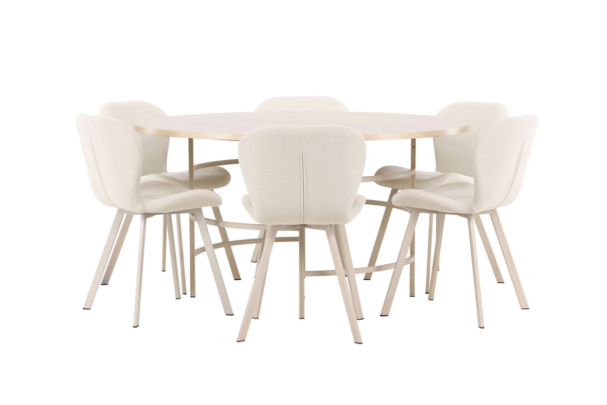 Venture Home Copenhagen bord - Whitewash/Beige with 6 Lilja stol - Beige