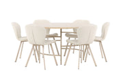 Venture Home Copenhagen bord - Whitewash/Beige with 6 Lilja stol - Beige