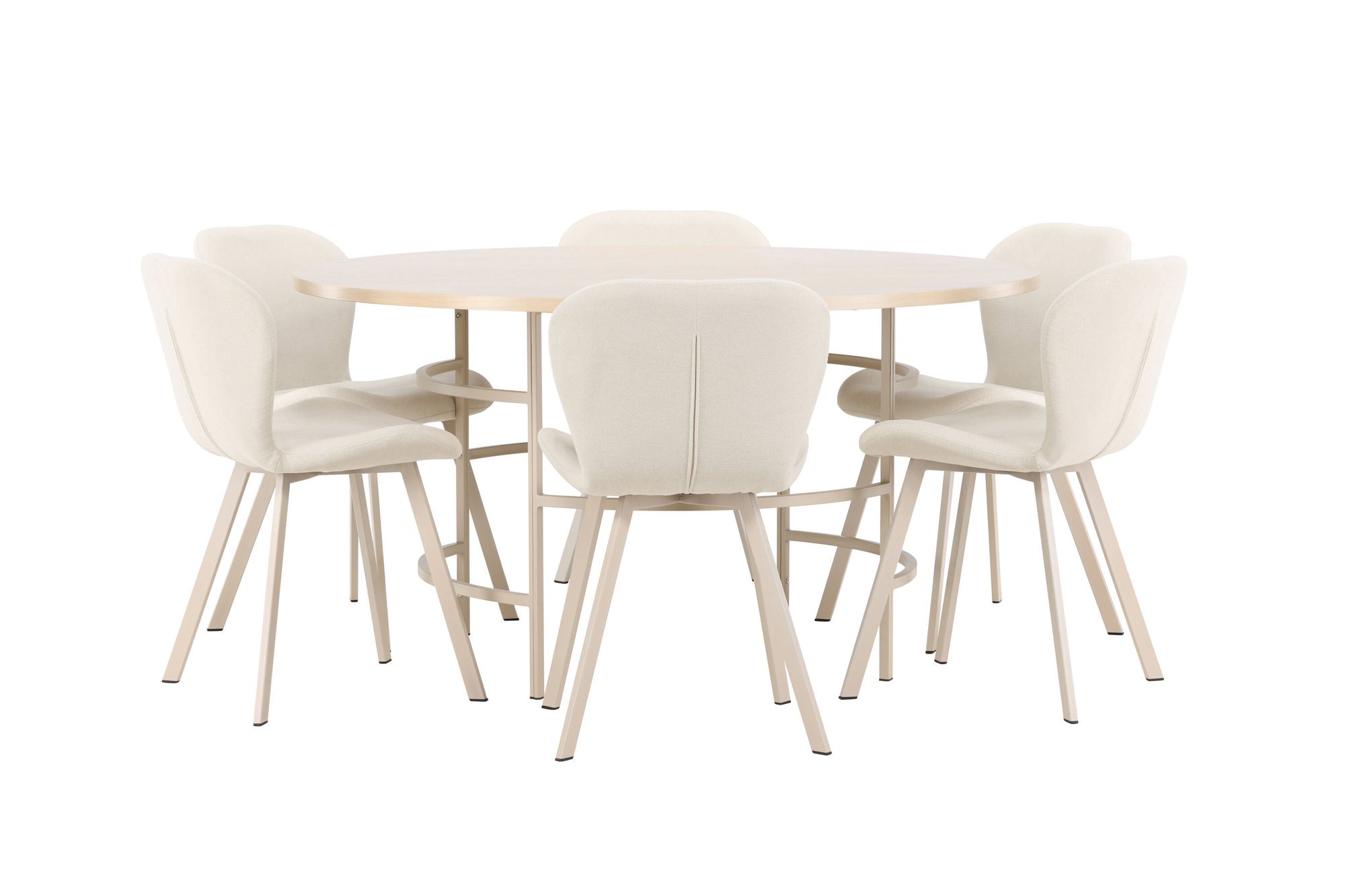 Venture Home Copenhagen bord - Whitewash/Beige with 6 Lilja stol - Beige