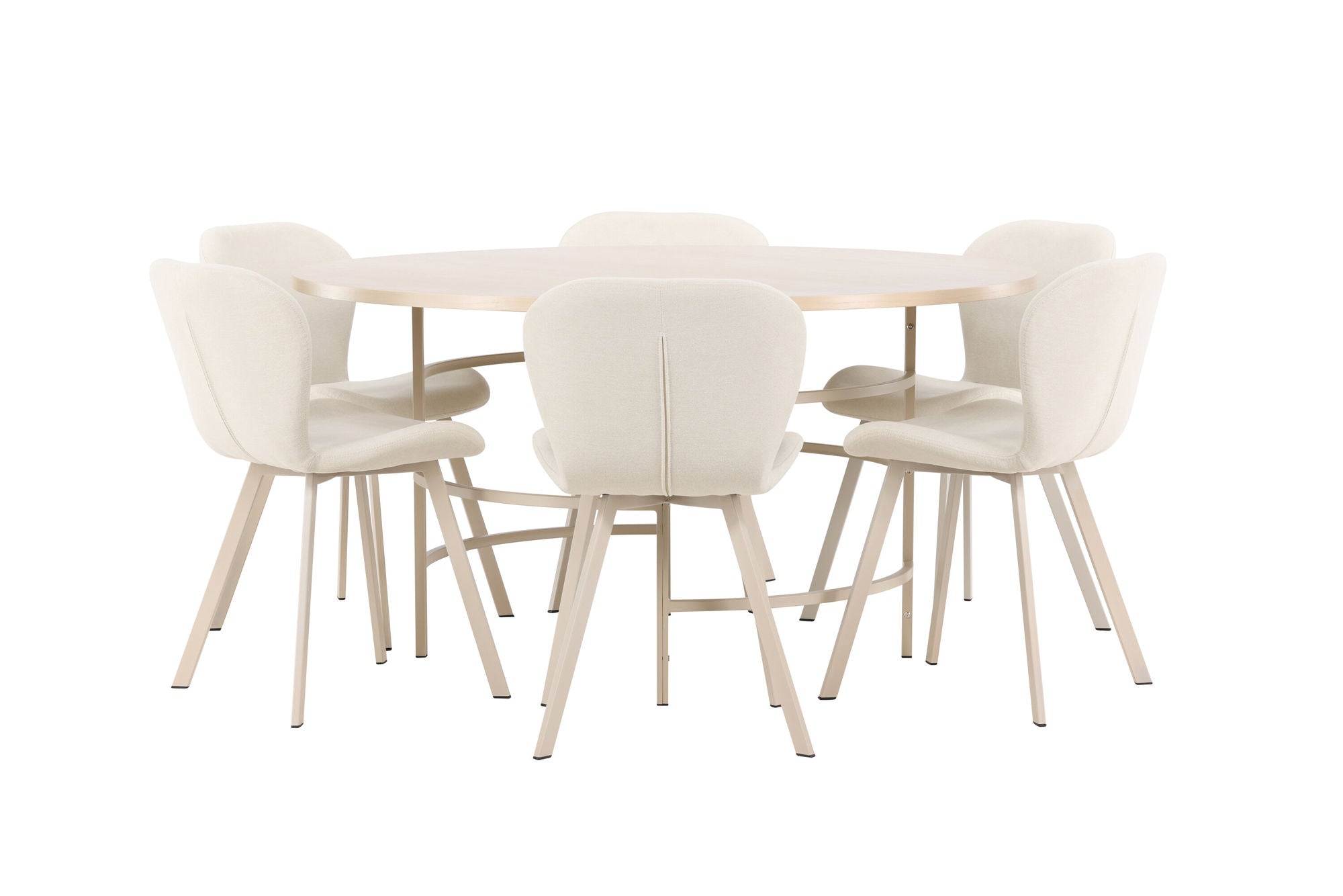 Venture Home Copenhagen bord - Whitewash/Beige with 6 Lilja stol - Beige