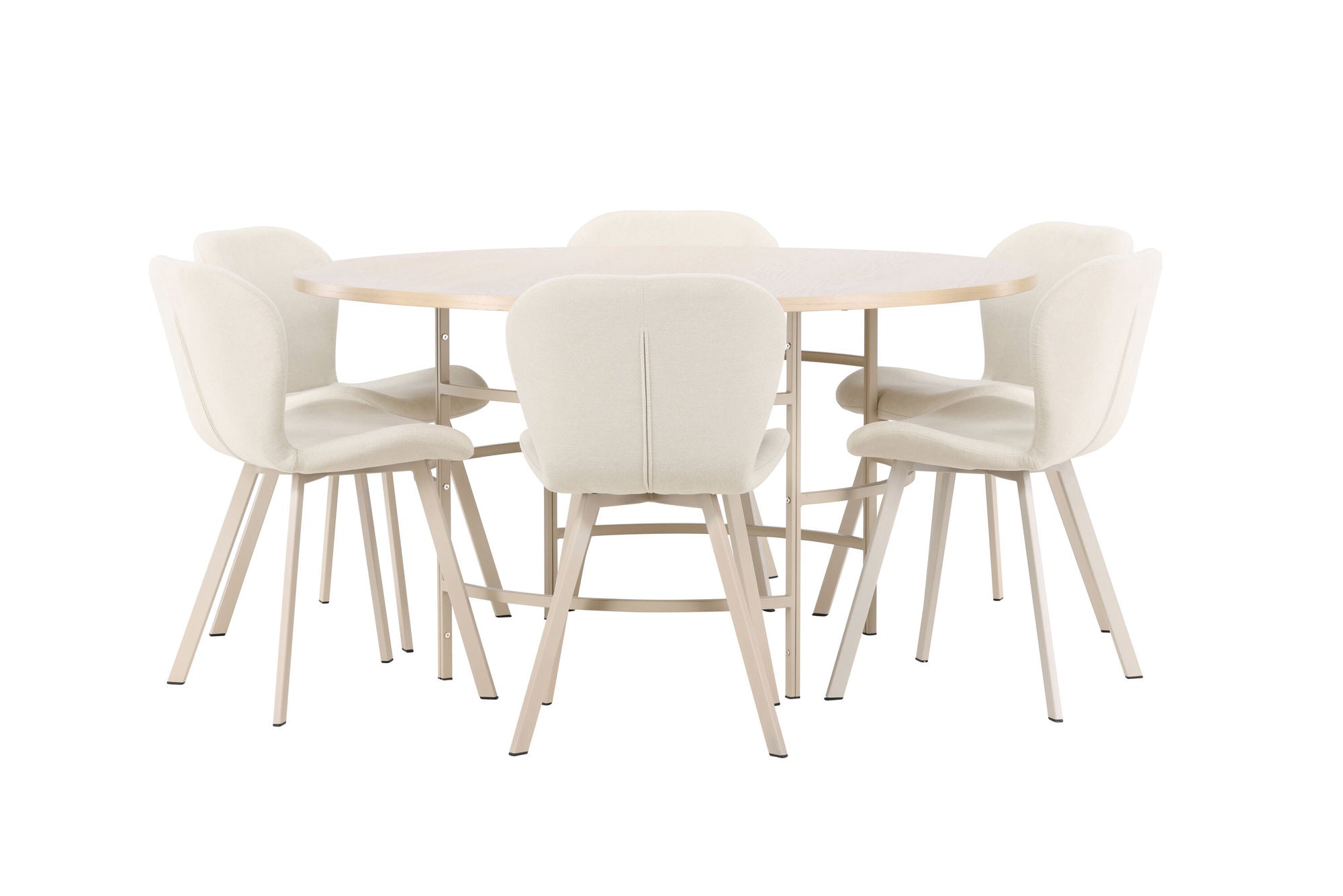 Venture Home Copenhagen bord - Whitewash/Beige with 6 Lilja stol - Beige