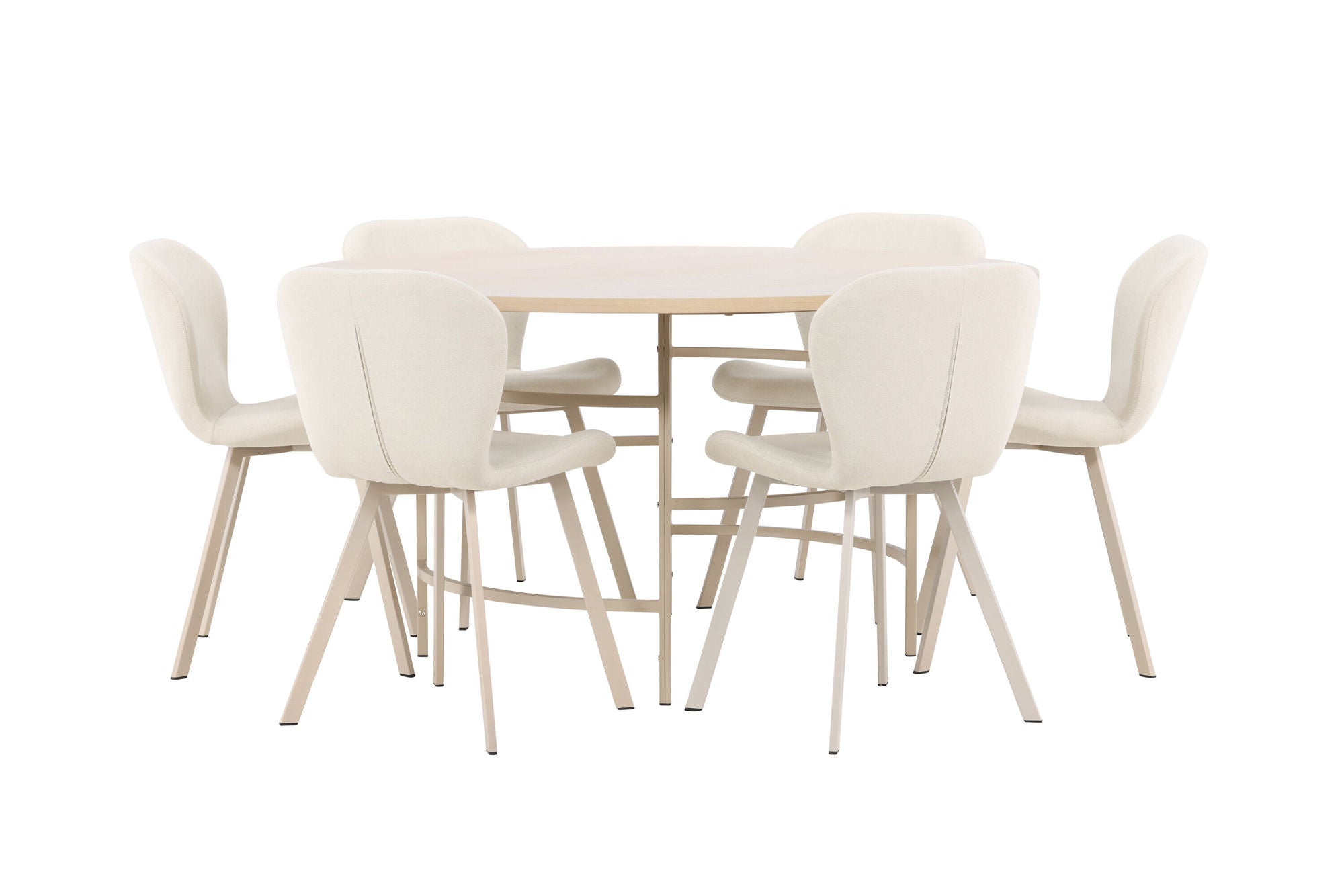 Venture Home Copenhagen bord - Whitewash/Beige with 6 Lilja stol - Beige