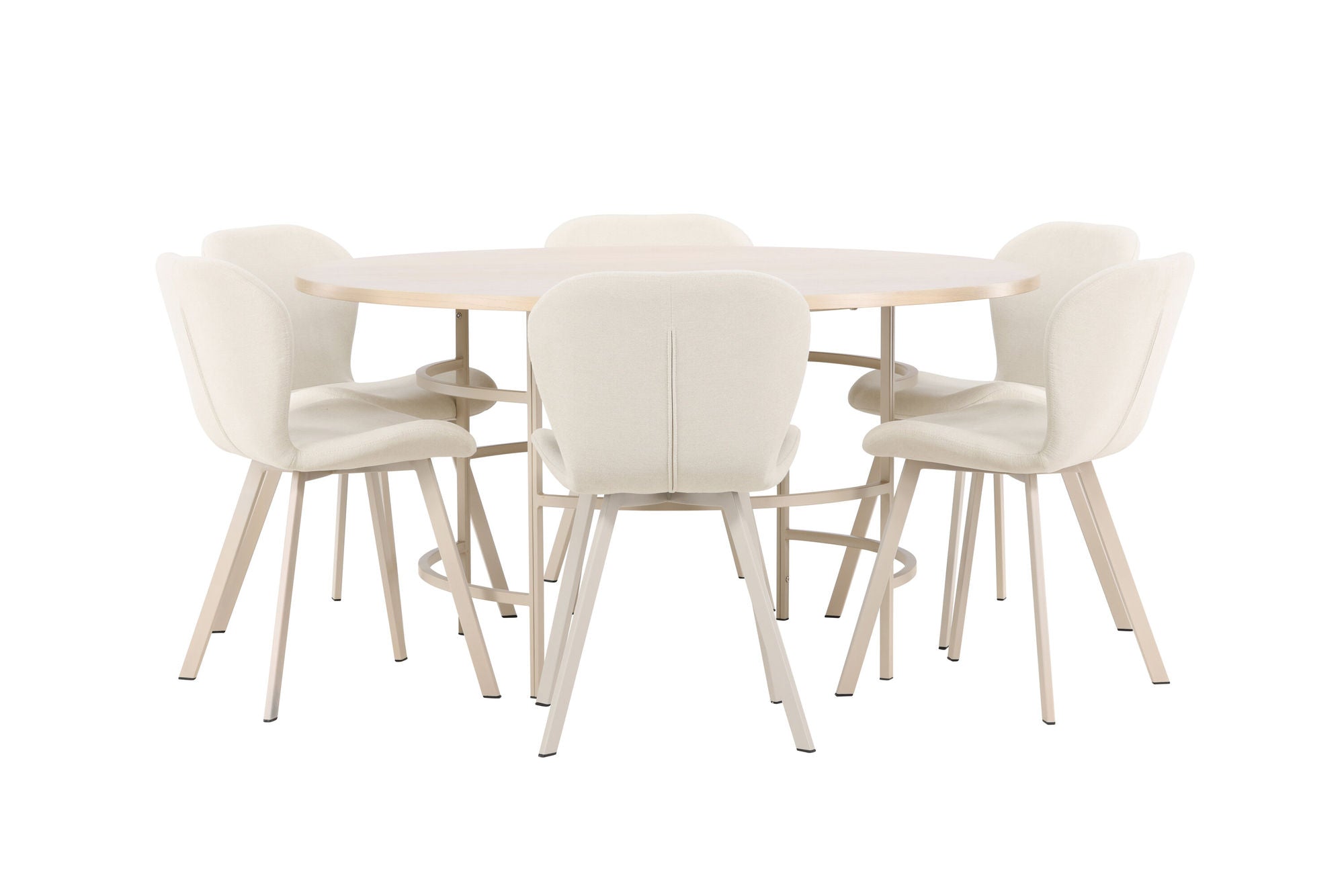 Venture Home Copenhagen bord - Whitewash/Beige with 6 Lilja stol - Beige