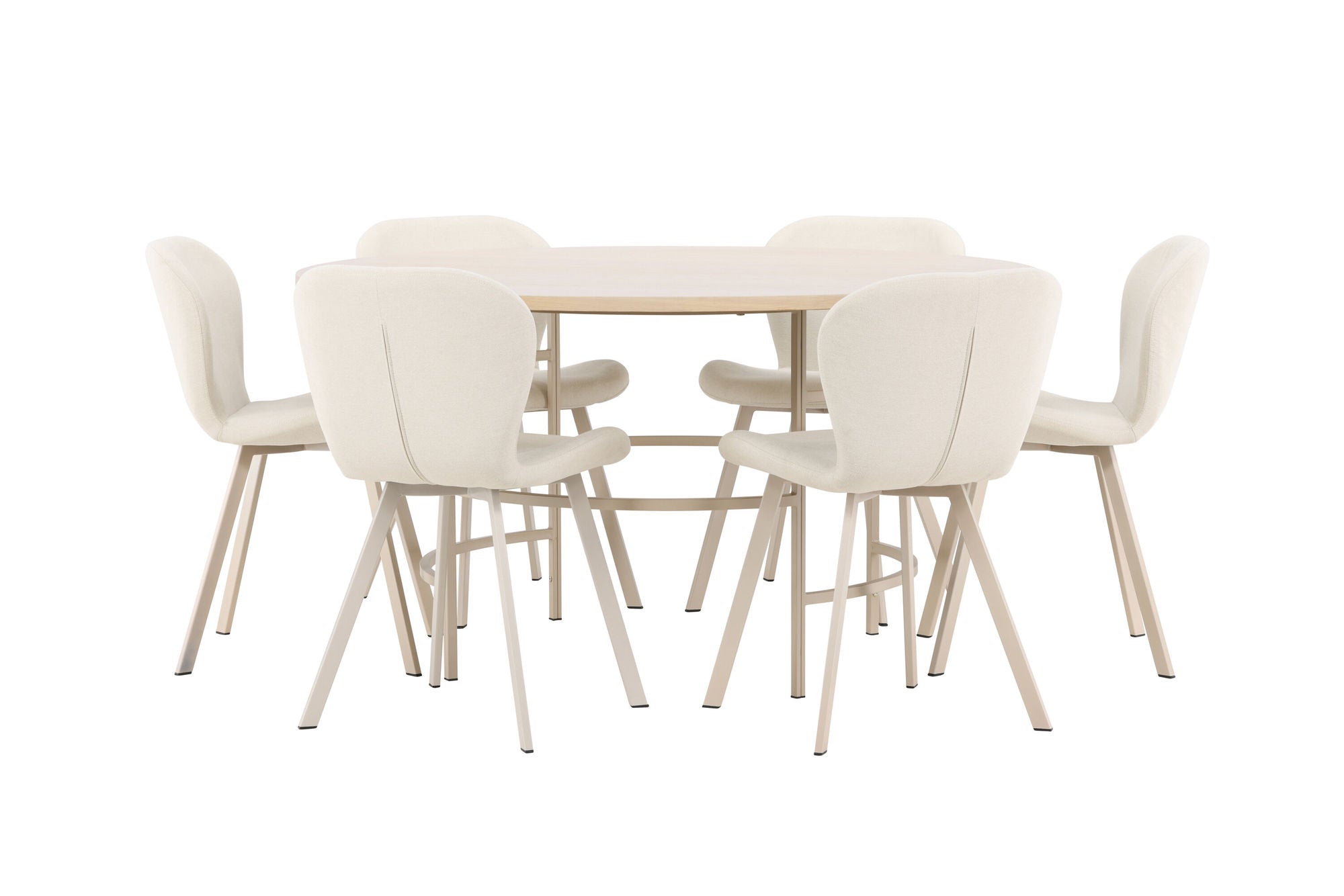Venture Home Copenhagen bord - Whitewash/Beige with 6 Lilja stol - Beige