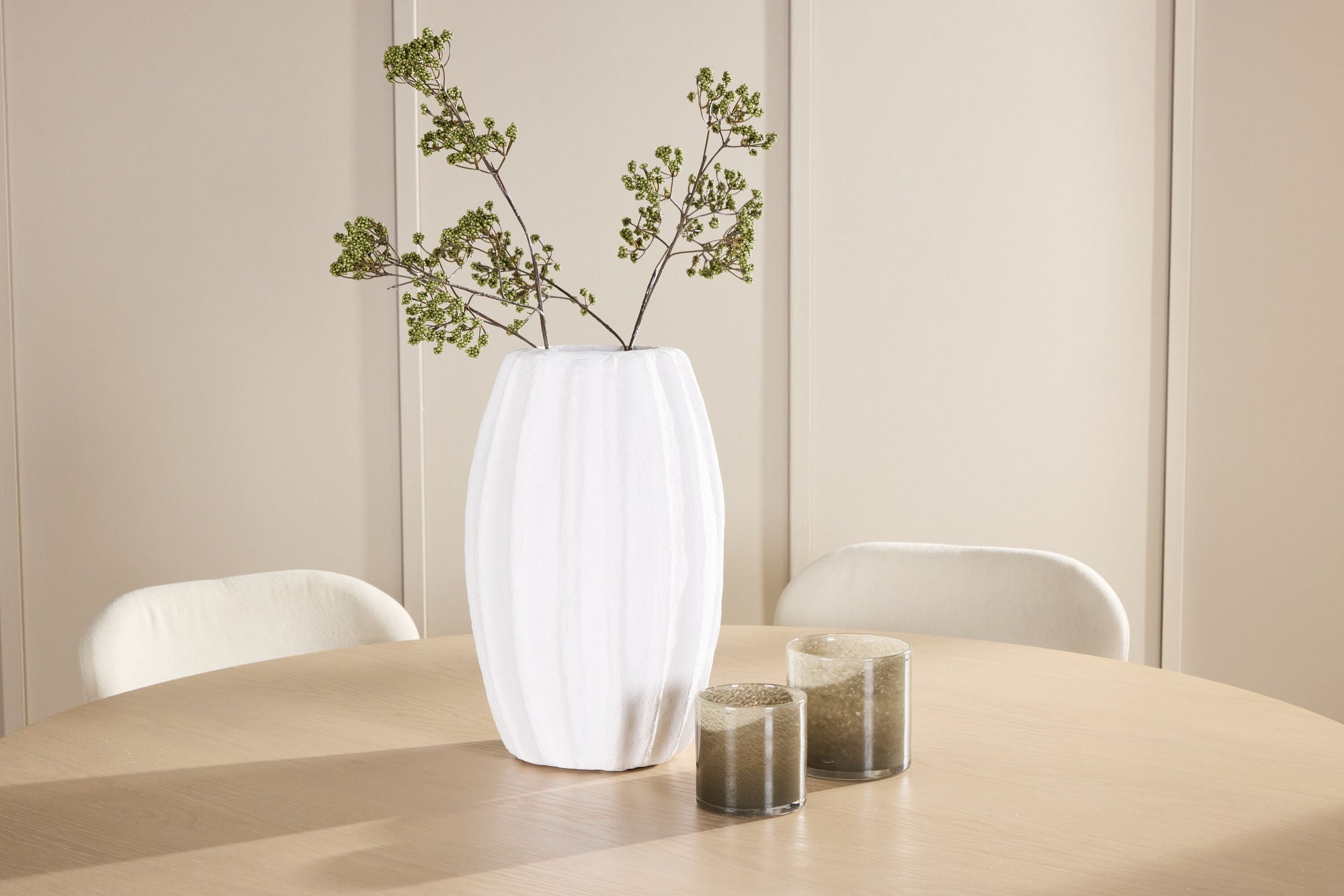 Venture Home Copenhagen bord - Whitewash/Beige with 6 Lilja stol - Beige