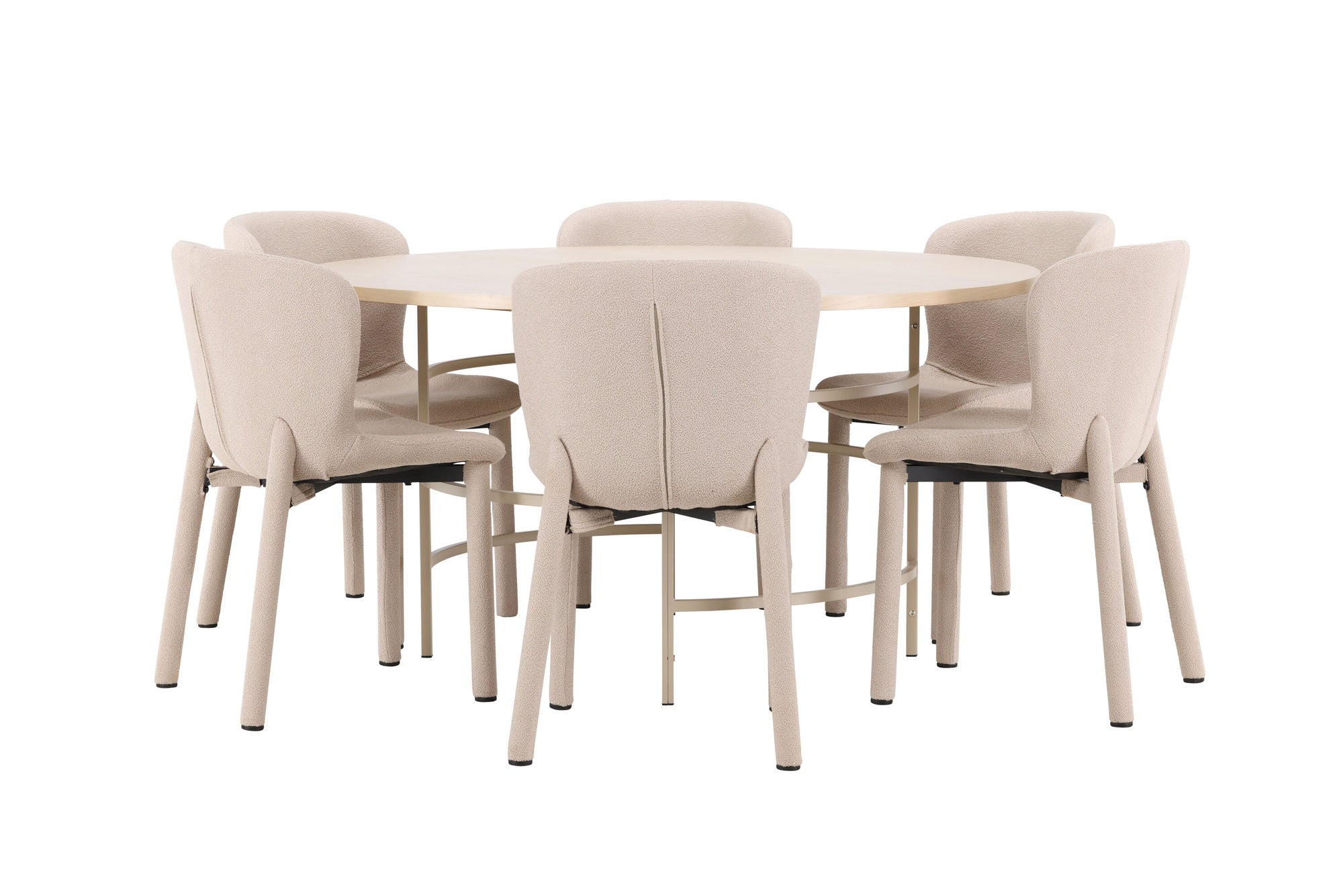 Venture Home Copenhagen bord - Whitewash/Beige with 6 Astoria stol - Beige