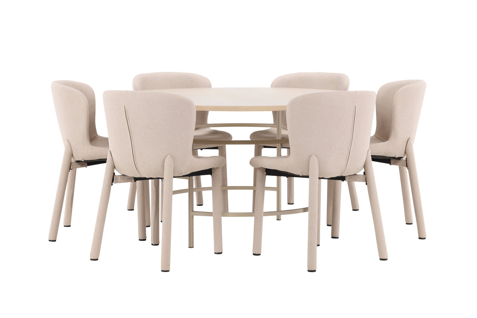 Venture Home Copenhagen bord - Whitewash/Beige with 6 Astoria stol - Beige
