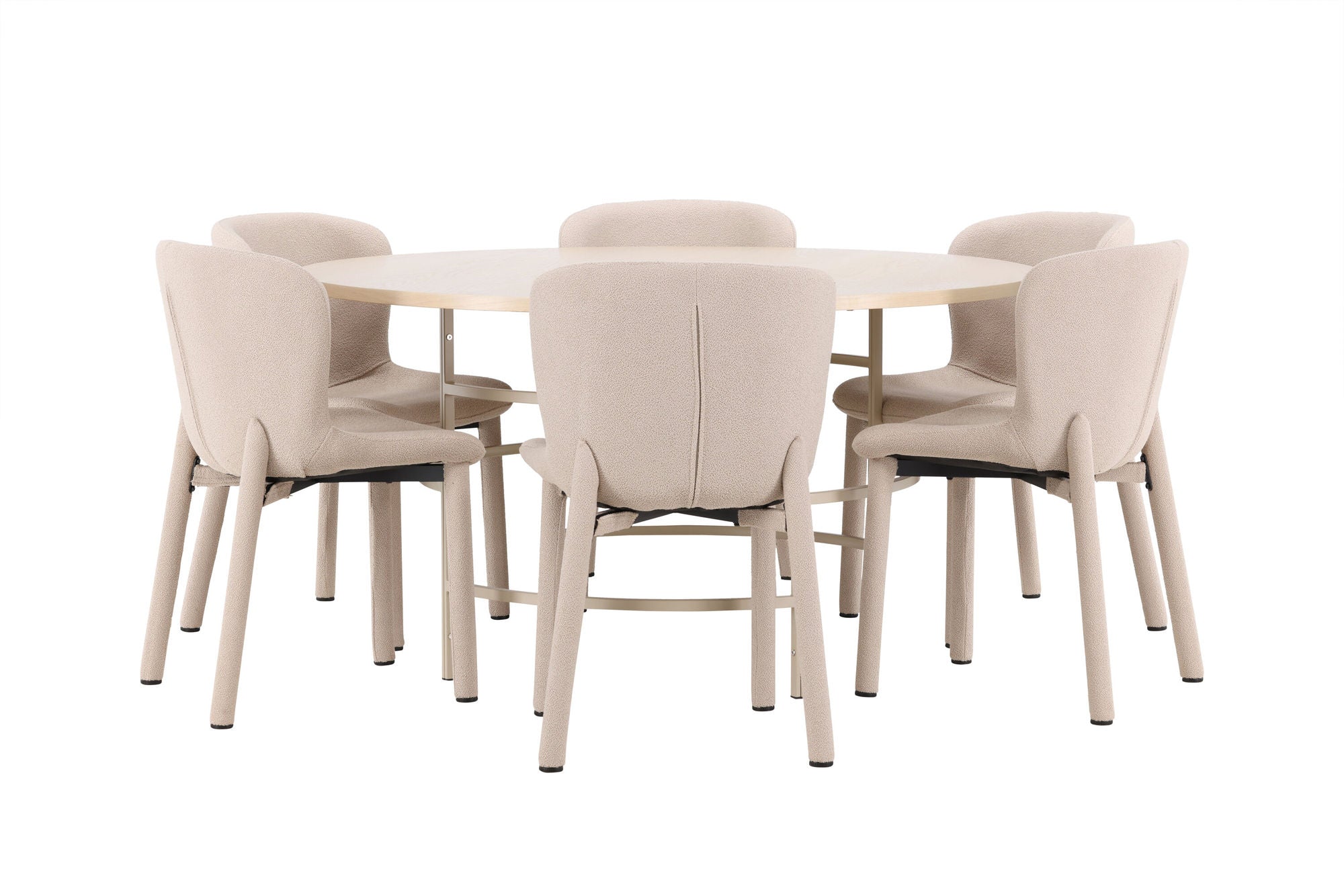 Venture Home Copenhagen bord - Whitewash/Beige with 6 Astoria stol - Beige