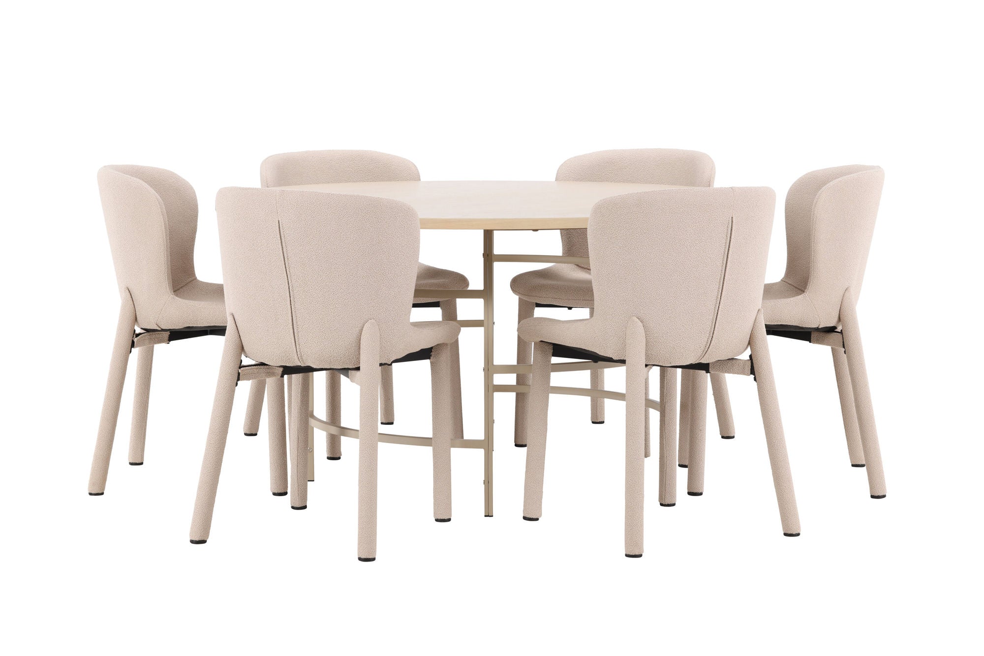 Venture Home Copenhagen bord - Whitewash/Beige with 6 Astoria stol - Beige