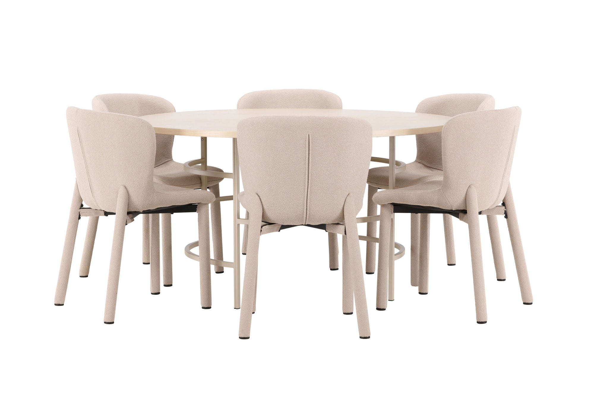 Venture Home Copenhagen bord - Whitewash/Beige with 6 Astoria stol - Beige