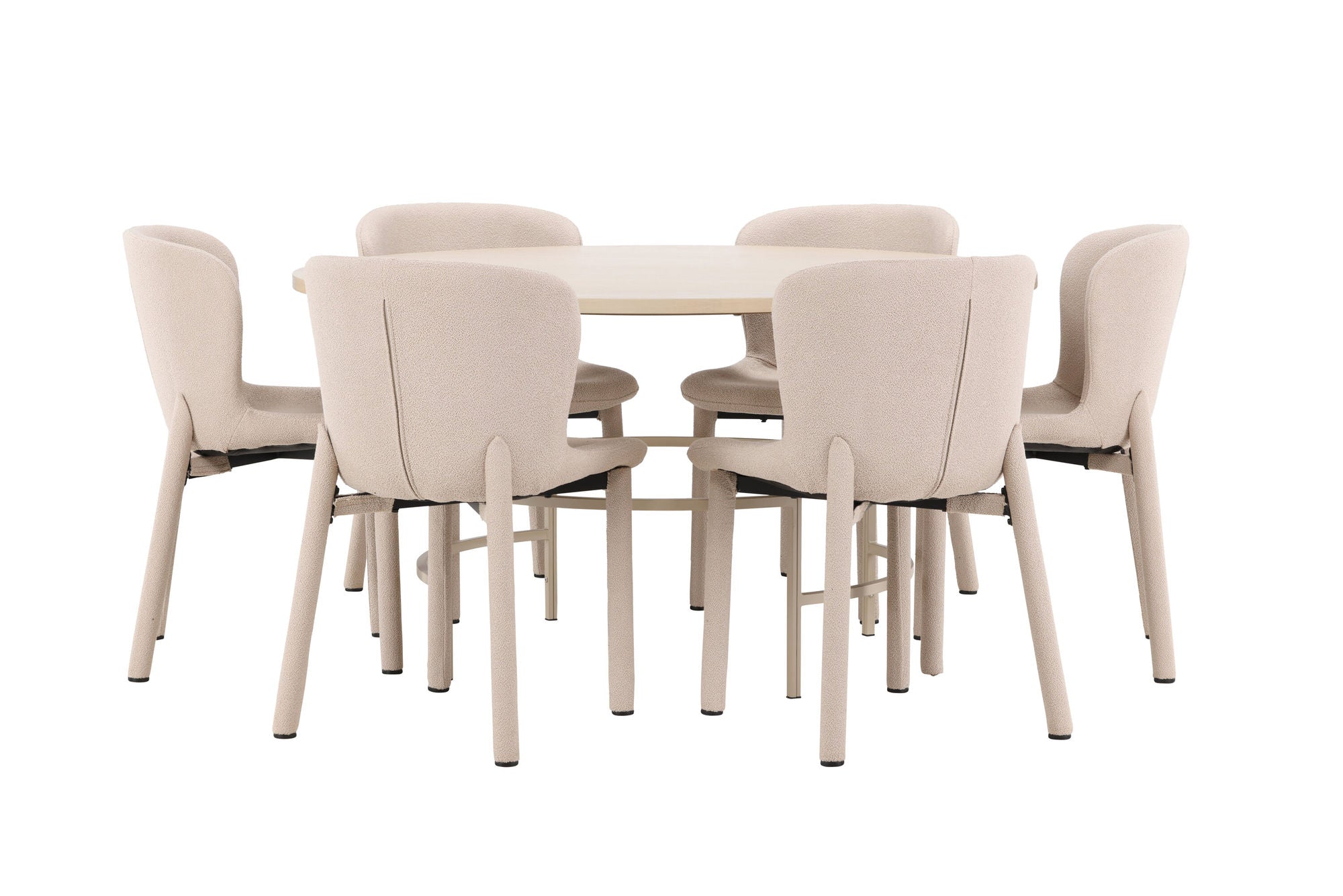 Venture Home Copenhagen bord - Whitewash/Beige with 6 Astoria stol - Beige
