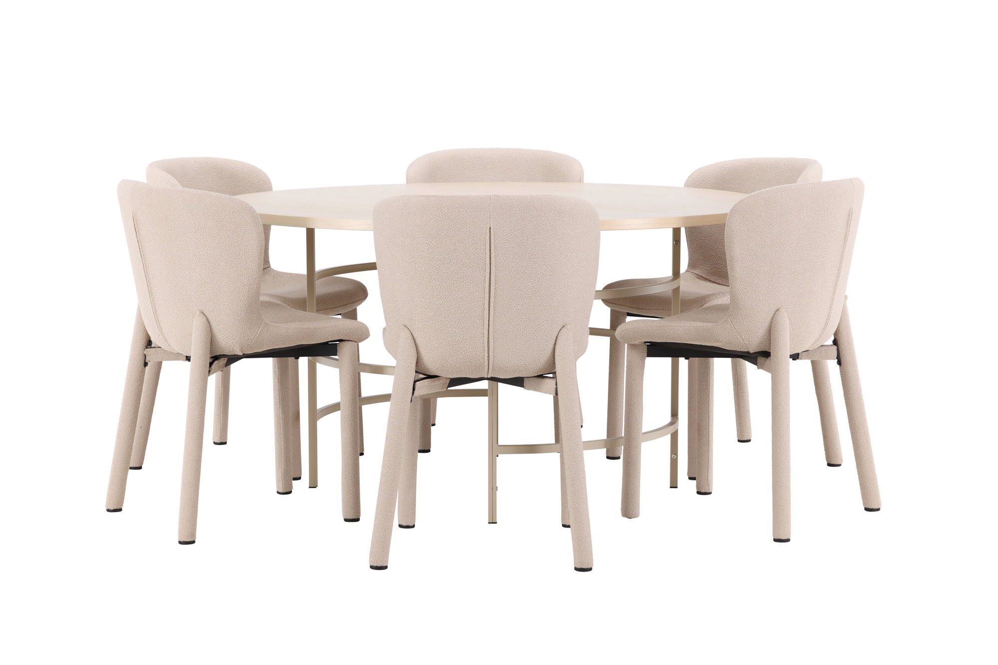 Venture Home Copenhagen bord - Whitewash/Beige with 6 Astoria stol - Beige