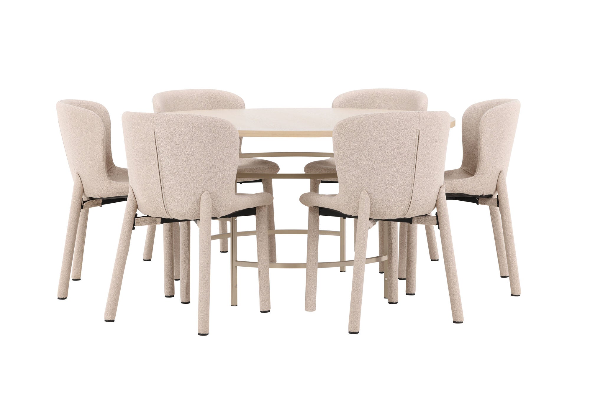 Venture Home Copenhagen bord - Whitewash/Beige with 6 Astoria stol - Beige