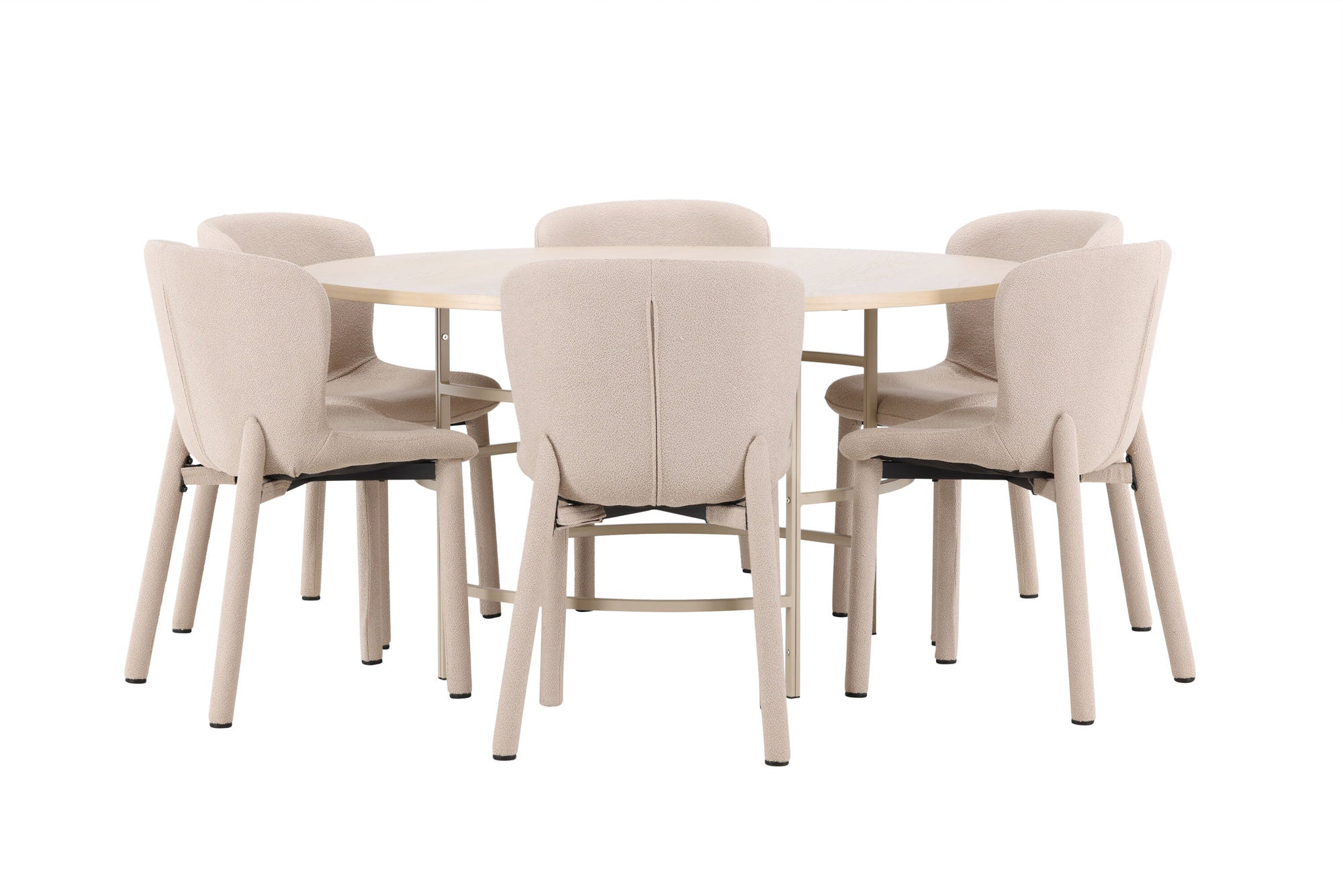Venture Home Copenhagen bord - Whitewash/Beige with 6 Astoria stol - Beige