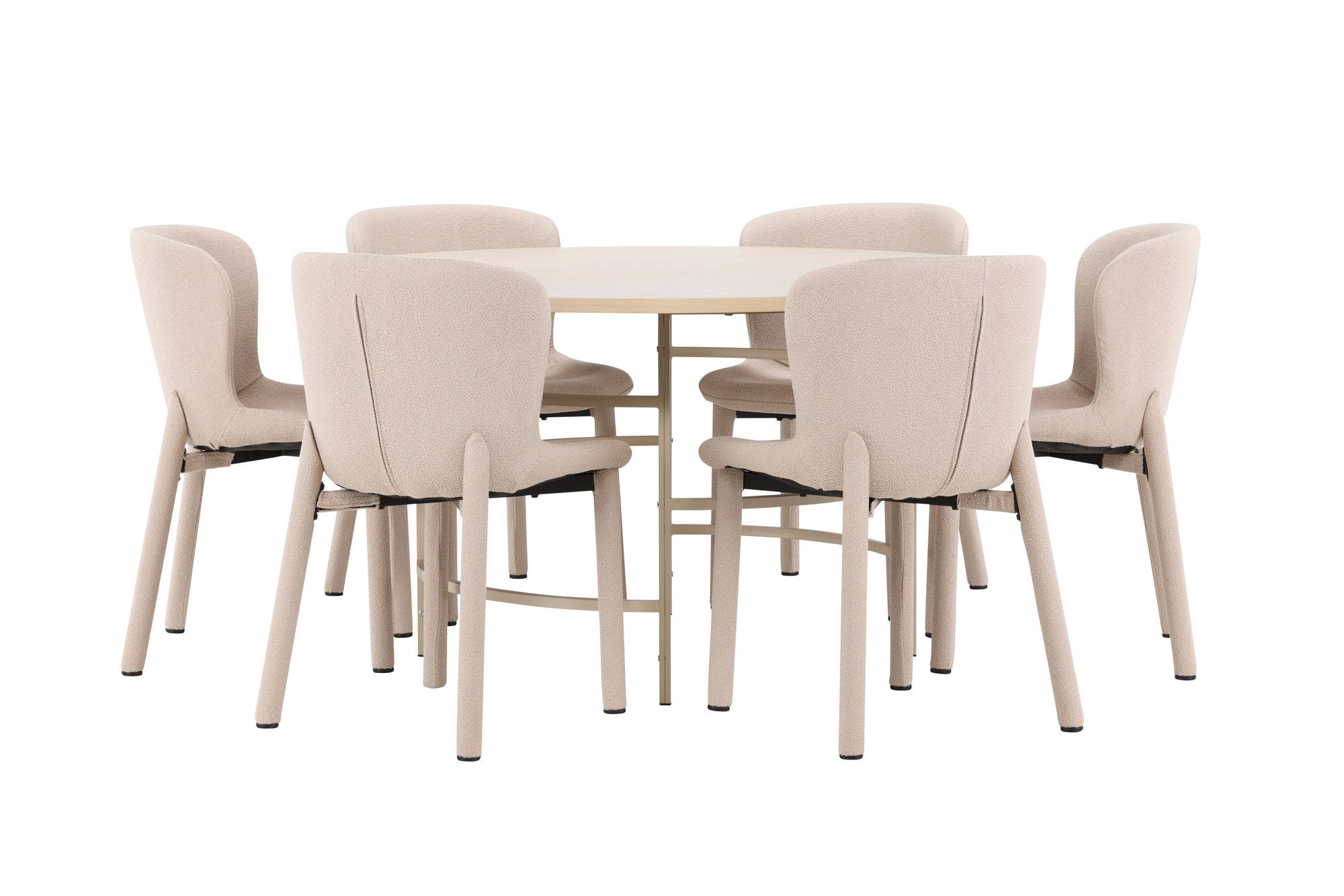 Venture Home Copenhagen bord - Whitewash/Beige with 6 Astoria stol - Beige