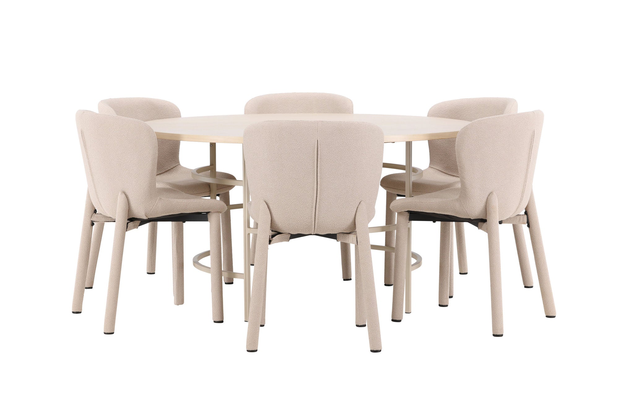 Venture Home Copenhagen bord - Whitewash/Beige with 6 Astoria stol - Beige