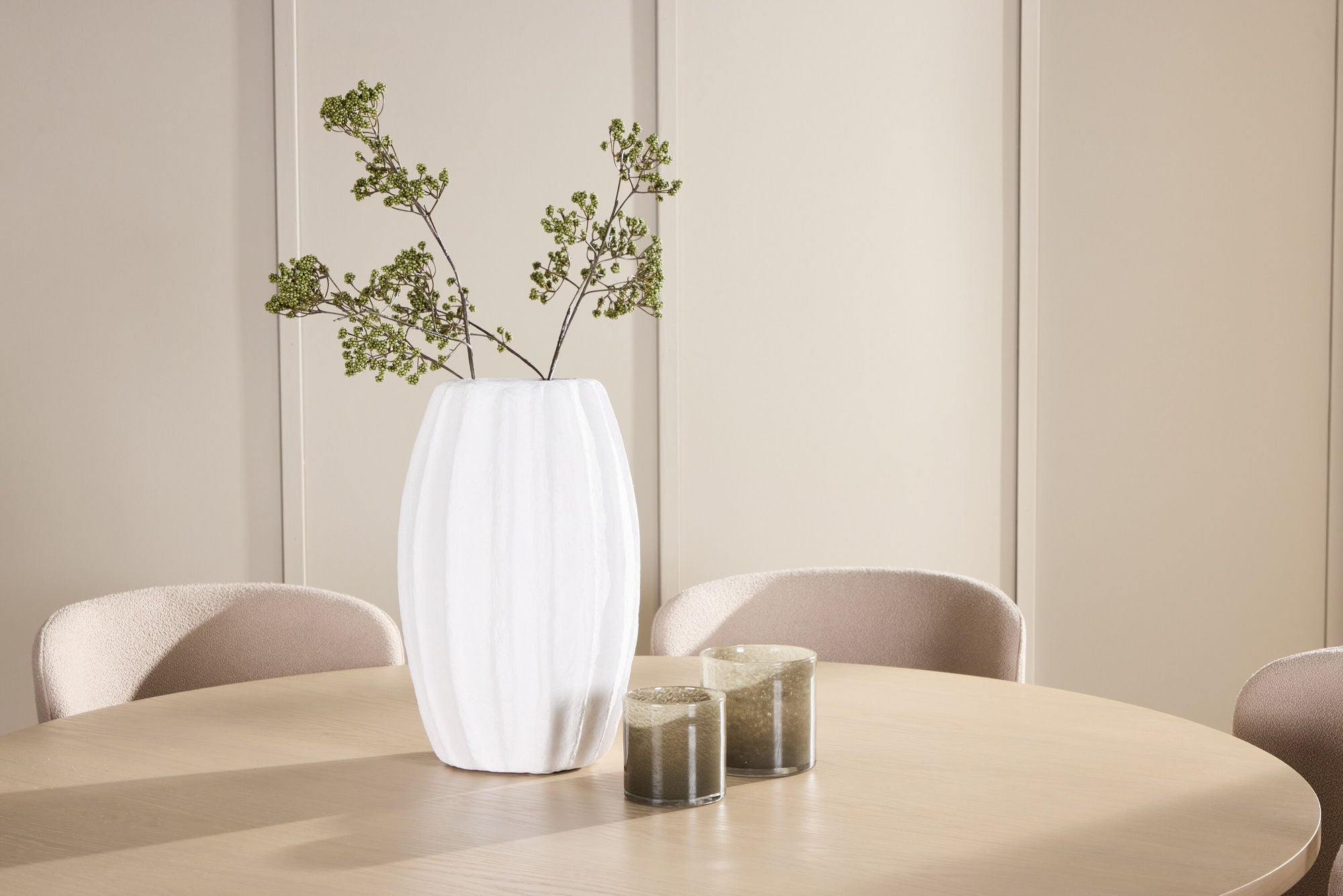 Venture Home Copenhagen bord - Whitewash/Beige with 6 Astoria stol - Beige