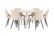 Venture Home Copenhagen bord - Whitewash/Beige with 6 Night stol - Black / Beige