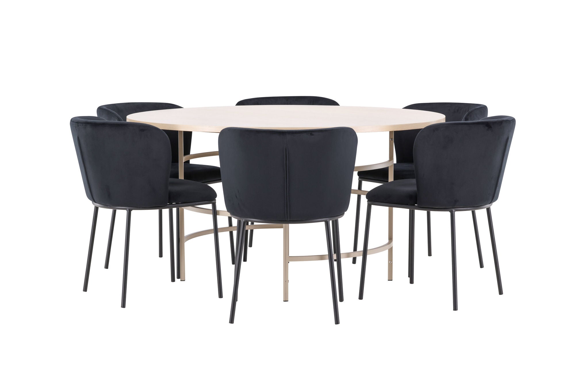 Venture Home Copenhagen bord - Whitewash/Beige with 6 Edina stol - Black