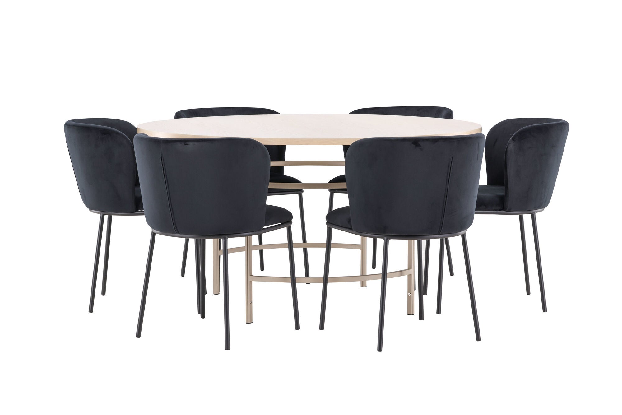 Venture Home Copenhagen bord - Whitewash/Beige with 6 Edina stol - Black