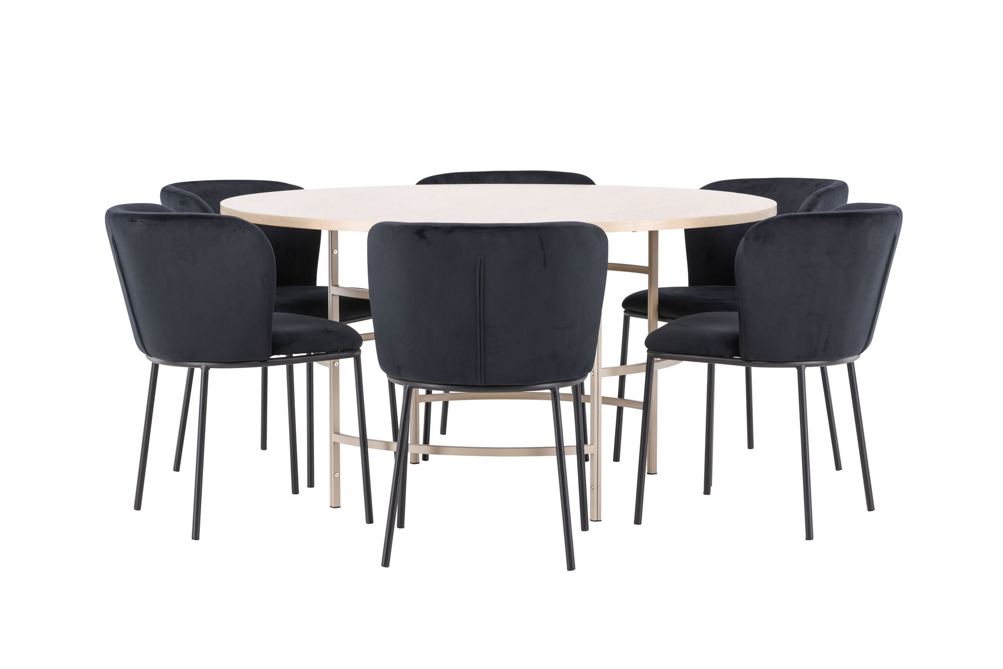 Venture Home Copenhagen bord - Whitewash/Beige with 6 Edina stol - Black