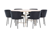 Venture Home Copenhagen bord - Whitewash/Beige with 6 Edina stol - Black