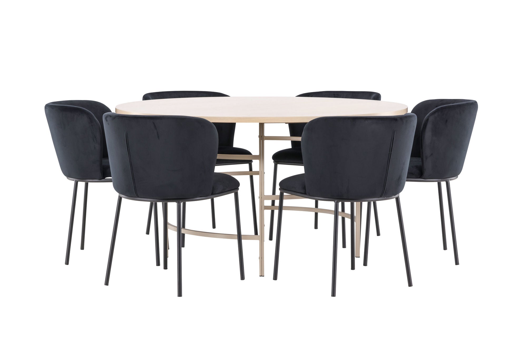 Venture Home Copenhagen bord - Whitewash/Beige with 6 Edina stol - Black