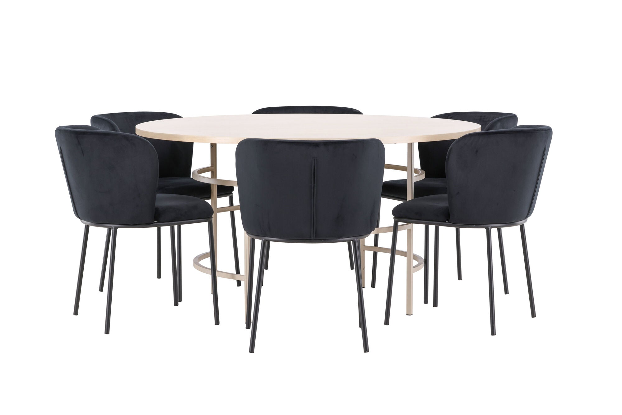 Venture Home Copenhagen bord - Whitewash/Beige with 6 Edina stol - Black