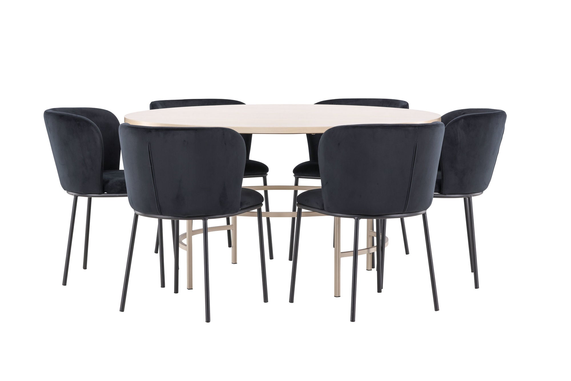 Venture Home Copenhagen bord - Whitewash/Beige with 6 Edina stol - Black