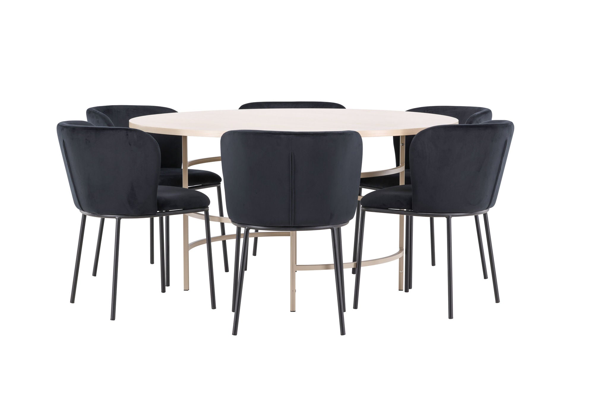 Venture Home Copenhagen bord - Whitewash/Beige with 6 Edina stol - Black